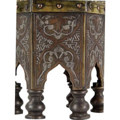 Pair of Middle Eastern Islamic Silver Damascene Inlaid Incense Burners