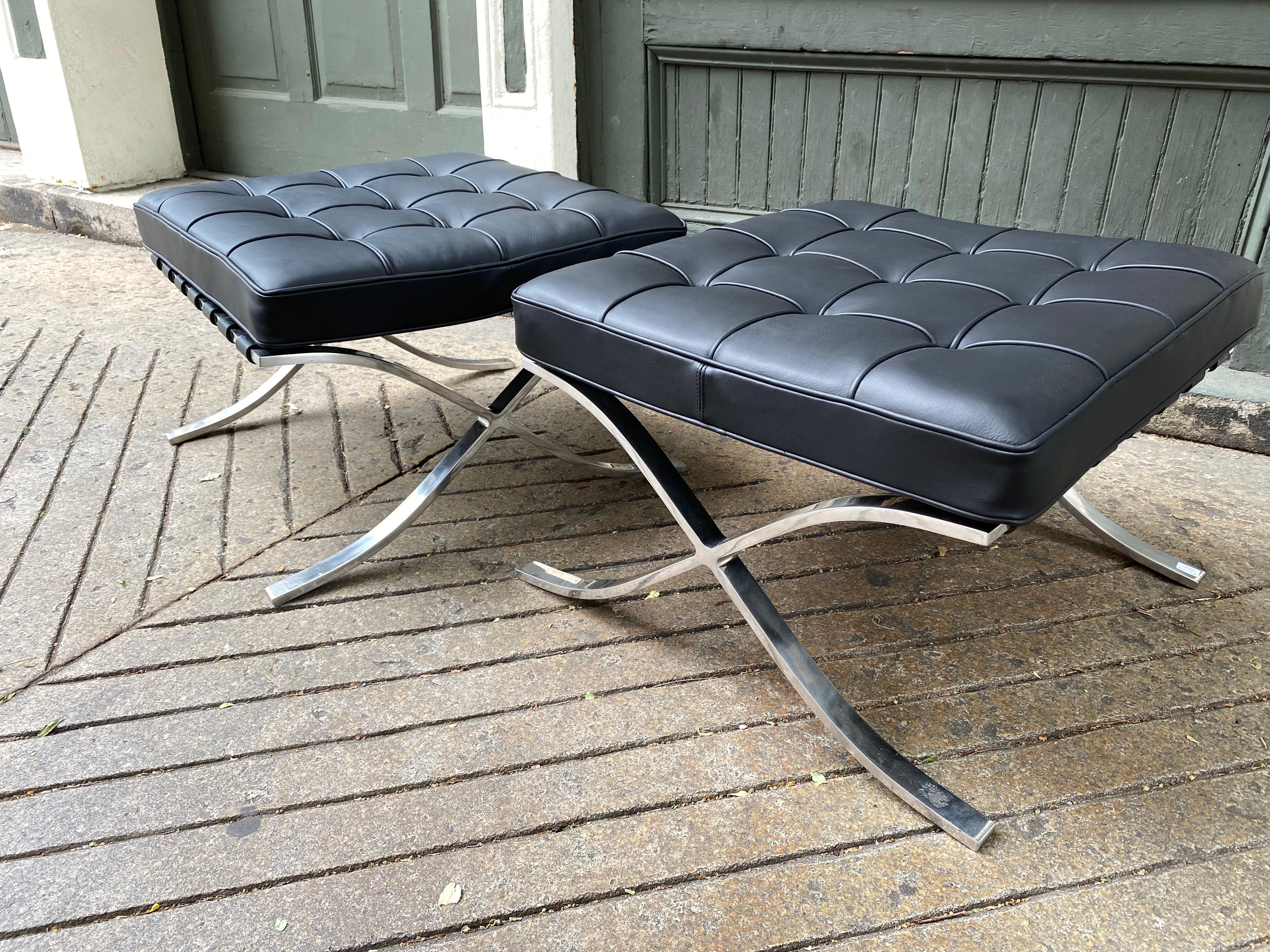 American Pair Mies Van Der Rohe for Knoll Barcelona Ottomans in Stainless Steel