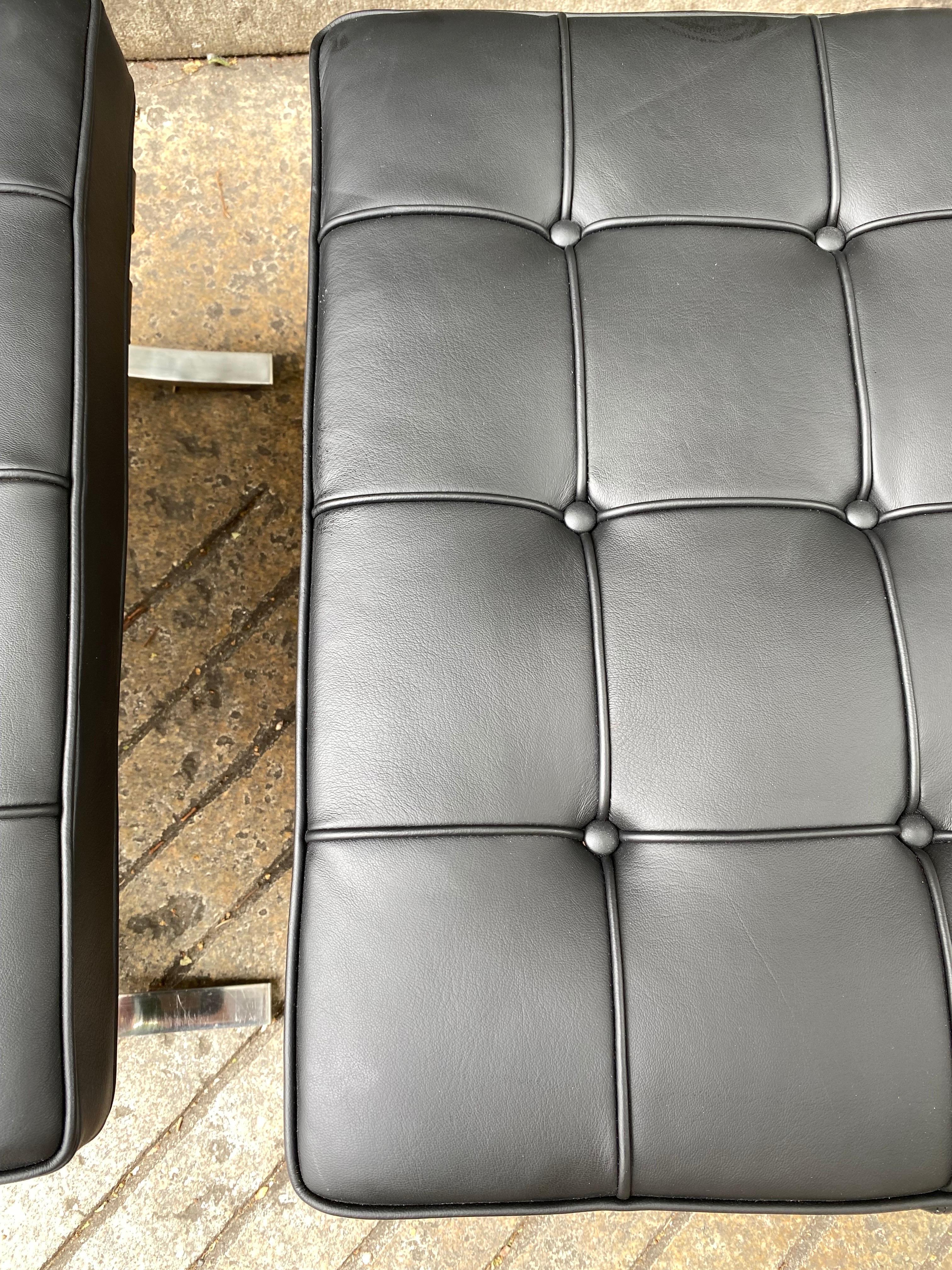 Pair Mies Van Der Rohe for Knoll Barcelona Ottomans in Stainless Steel 1