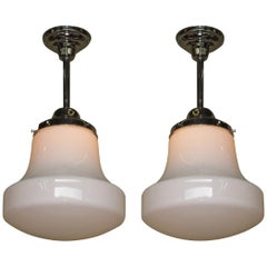 Retro Pair of Milk Glass Fixtures with 2 Pair Available