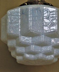 Pair of Milky Blue Crackle Glass Fixtures