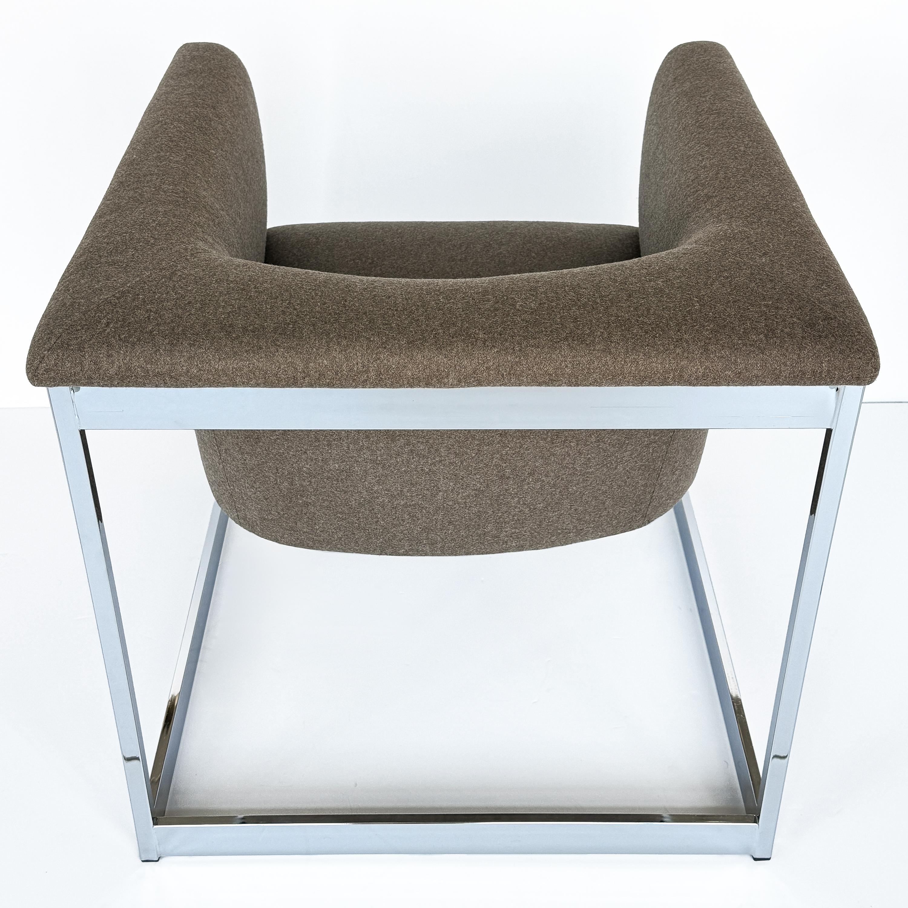 Pair Milo Baughman Chrome Cube Lounge Chairs For Sale 6