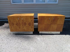 Pair Milo Baughman for Thayer Coggin Burl Night Stands Mid-Century Modern