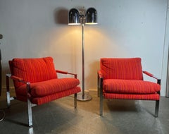 Pair Milo Baughman for Thayer Coggin Lounge Chairs , Original Jack Larsen Fabric