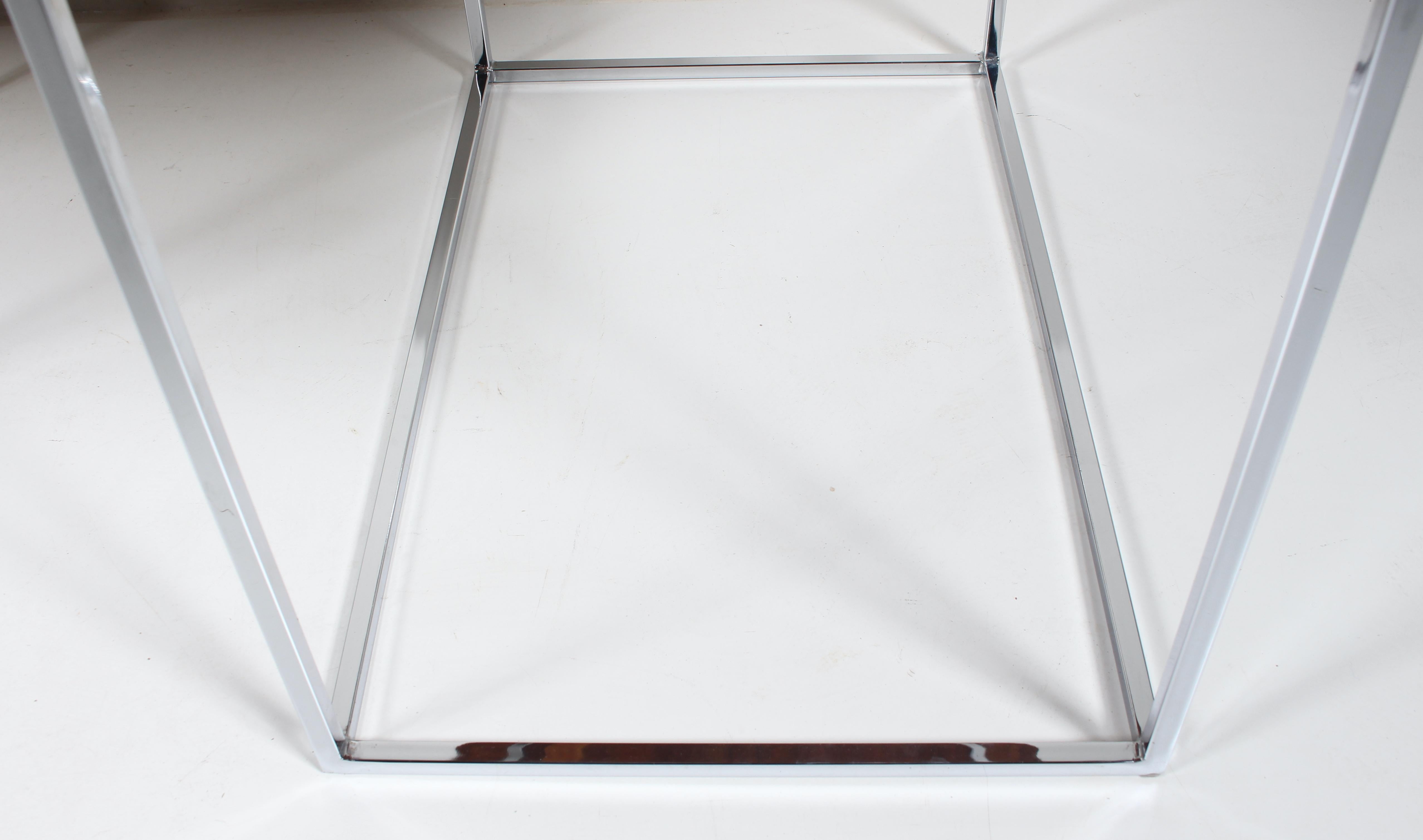 Pair Milo Baughman for Thayer Coggin Solid Dark Walnut & Chrome Tables  For Sale 13