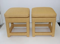 Pair of Milo Baughman Rafia Parson Table Stools for Bloomingdales, 1979