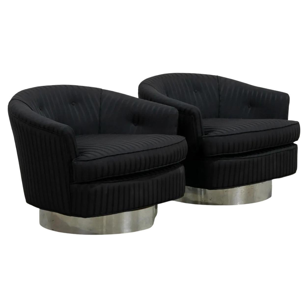 Milo Baughman Style Pair Lounge Chairs