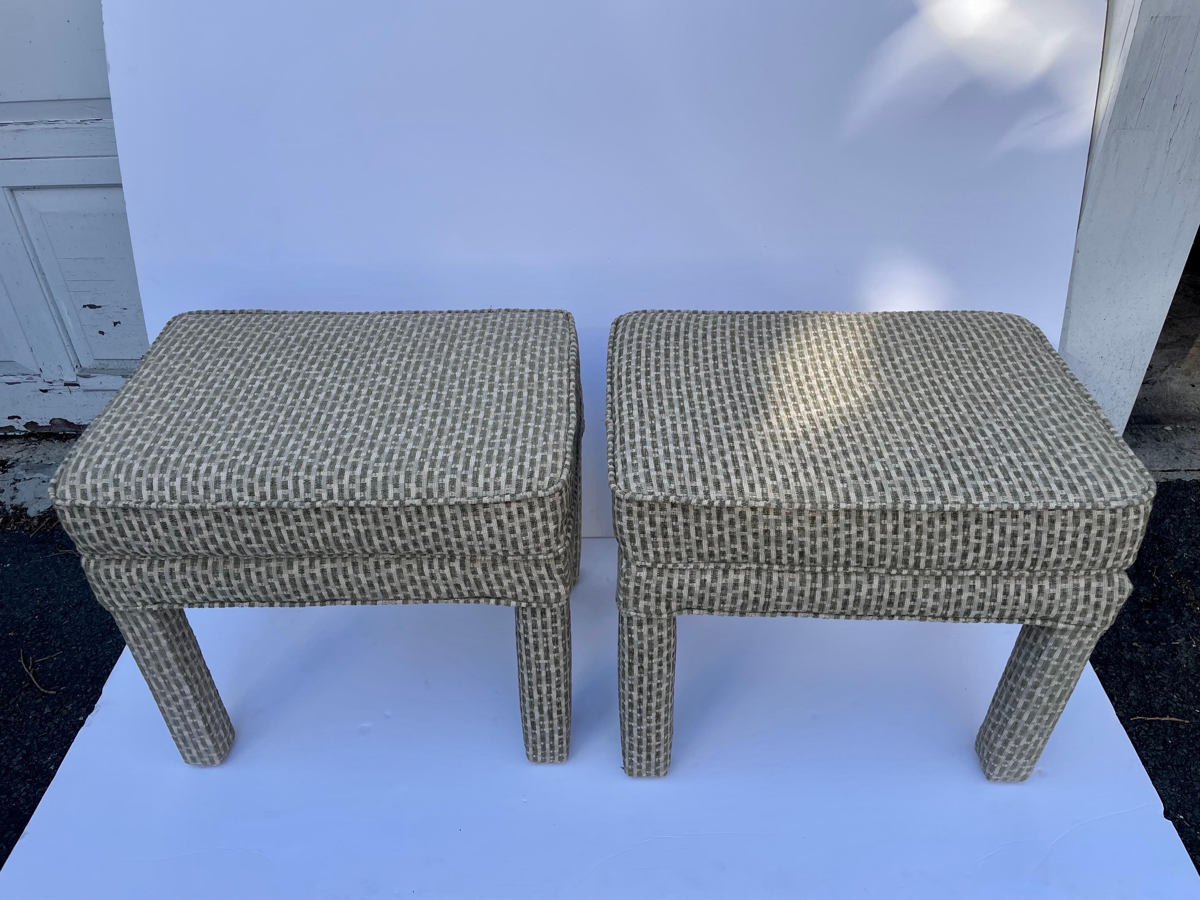 Late 20th Century Pair Milo Baughman Style Parsons Benches For Sale