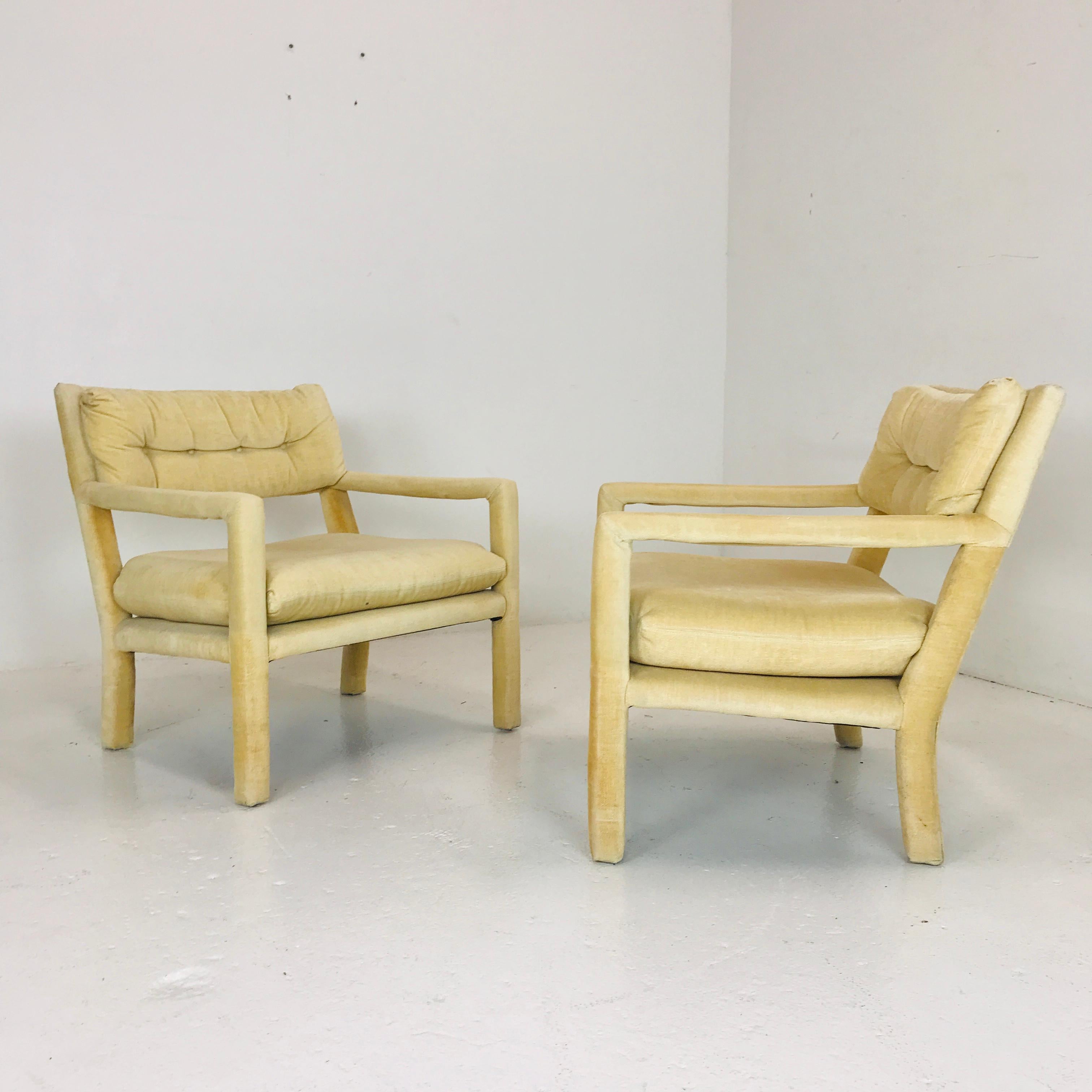 American Pair of Milo Baughman Style Parsons Chairs
