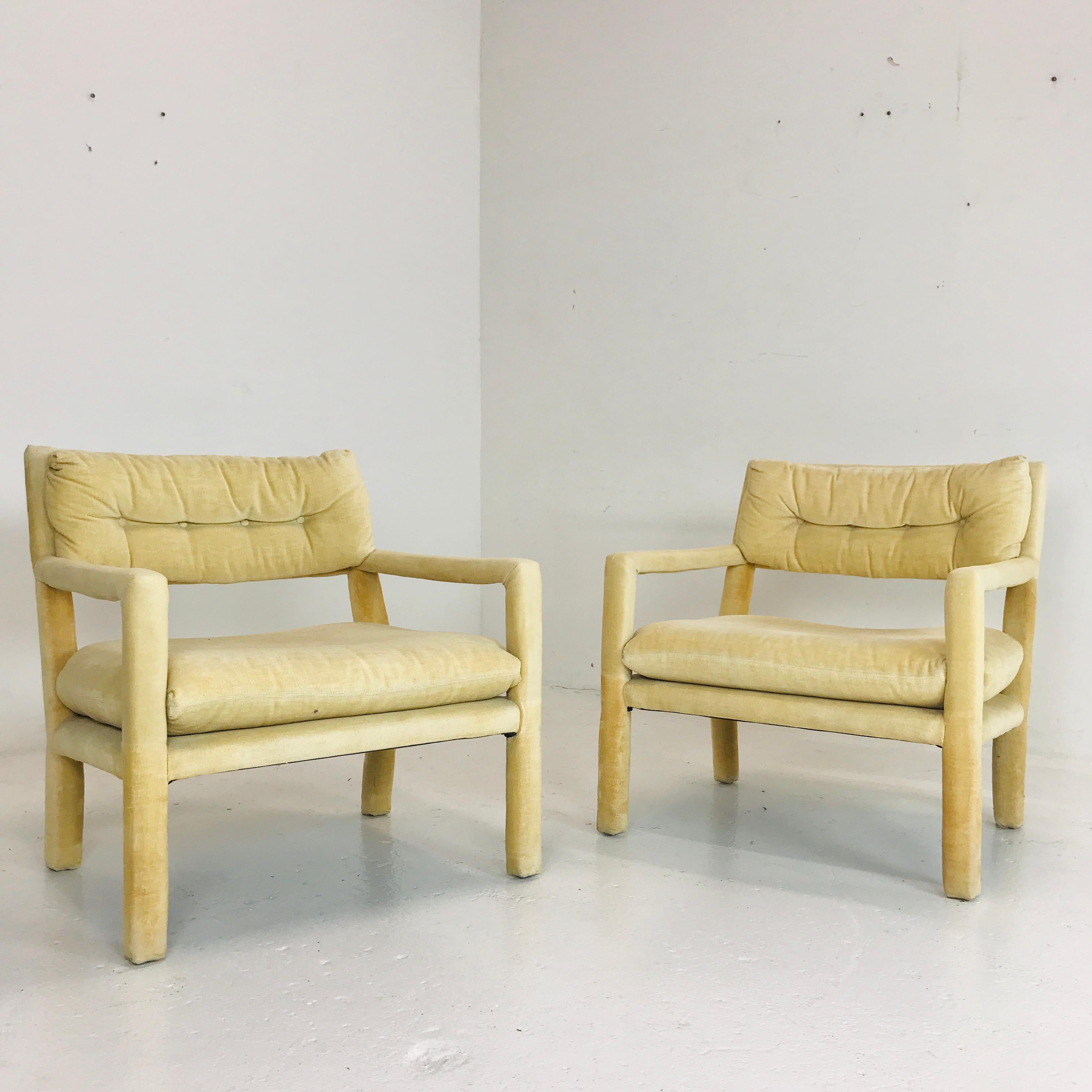 Woodwork Pair of Milo Baughman Style Parsons Chairs