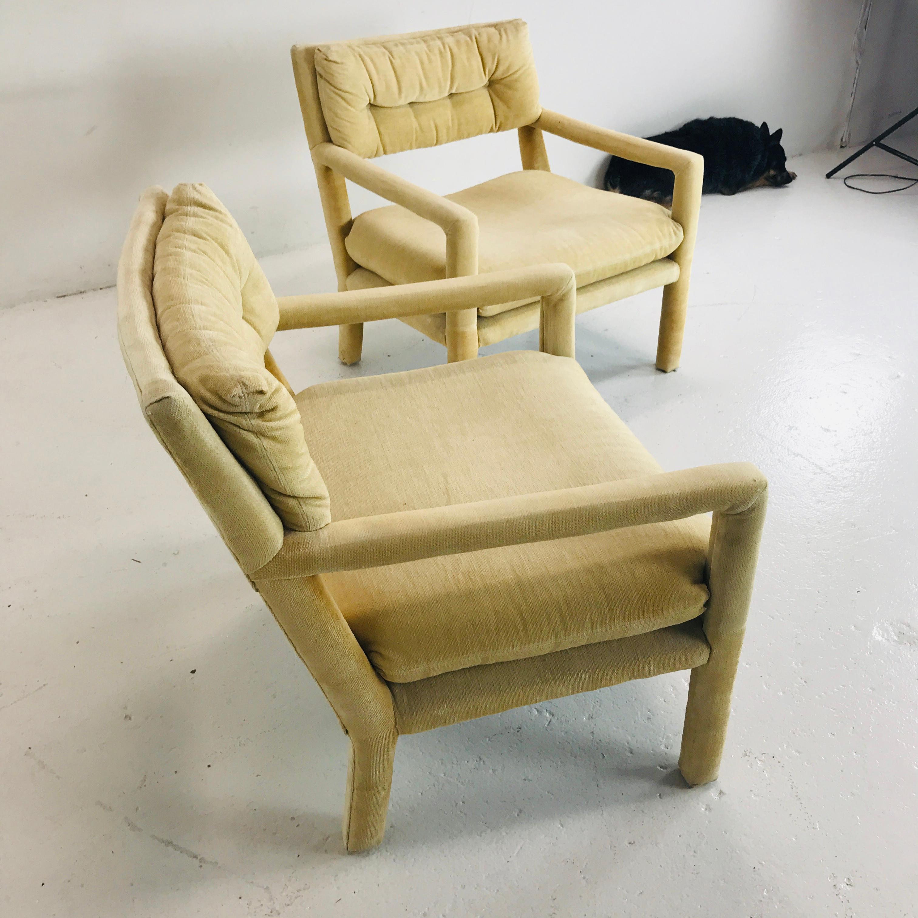 Late 20th Century Pair of Milo Baughman Style Parsons Chairs