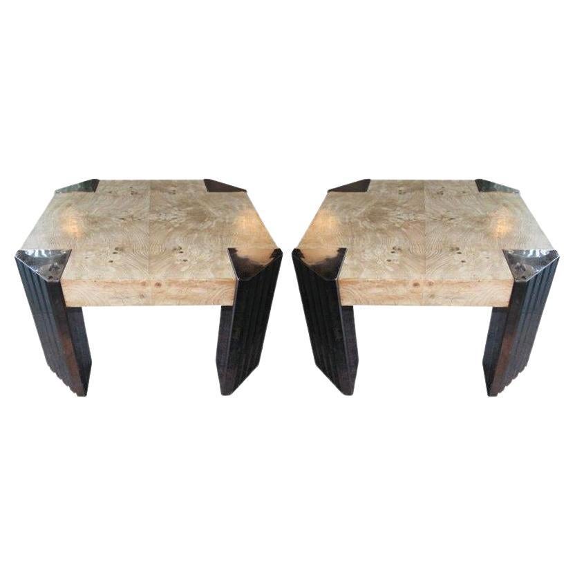 Pair Milo Baughman Style Side Tables