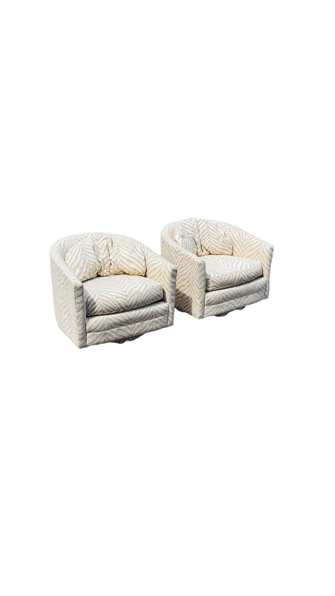 Pair Milo Baughman Style Swiveling Lounge Chairs Mid-Century Modern 6