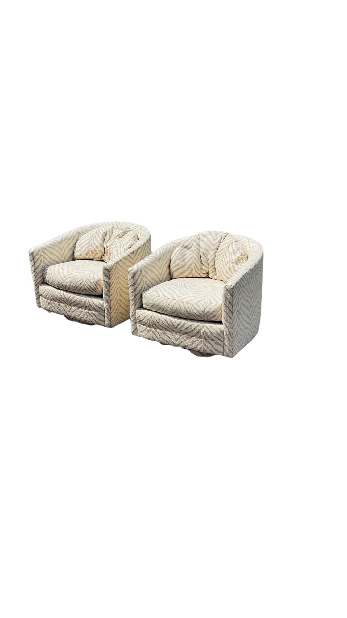 Pair Milo Baughman Style Swiveling Lounge Chairs Mid-Century Modern 7