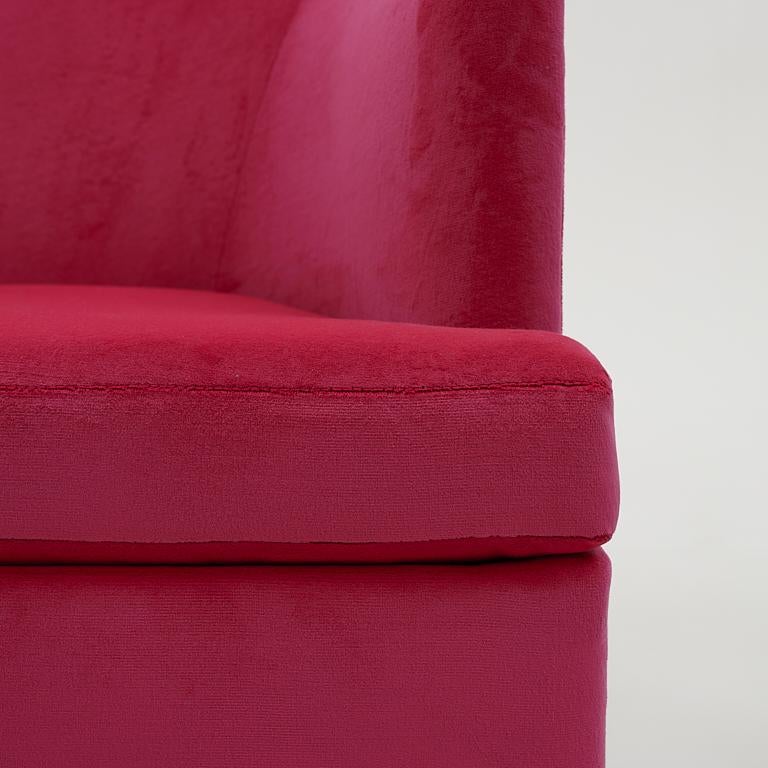Pair Milo Baughman Tilt Swivel Chairs. Chrome Backs, Hot Pink Upholstery For Sale 1
