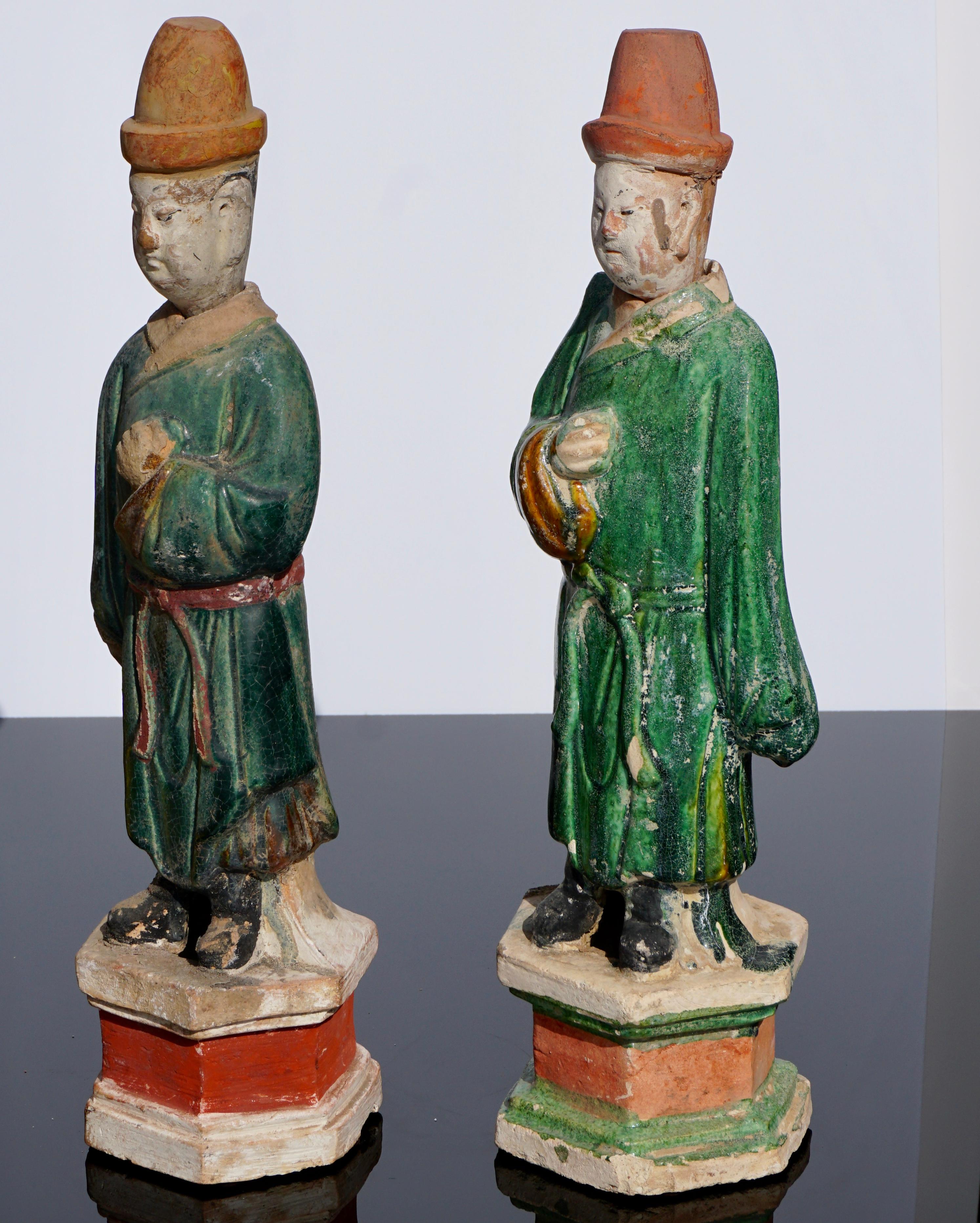 Chinese Pair of Ming Dynasty Terracotta Tomb Dignitaries