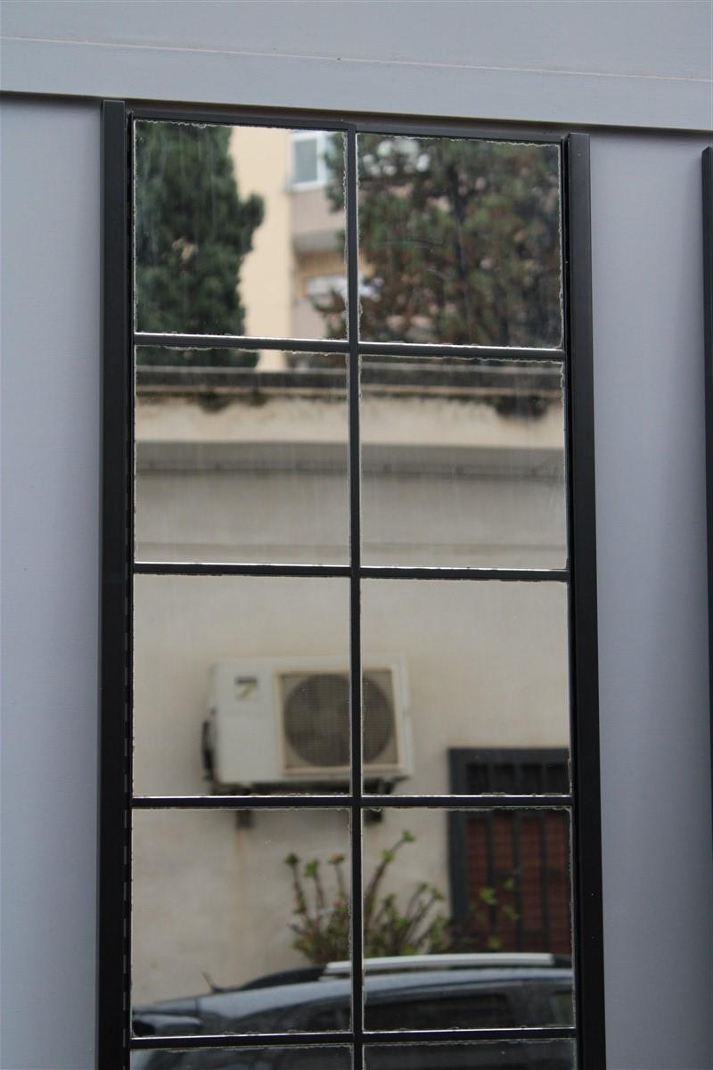 italien Paire de miroirs décoratifs muraux minimalistes noirs Italie Rimadesio Lucio Del Pezzo des années 1980 en vente