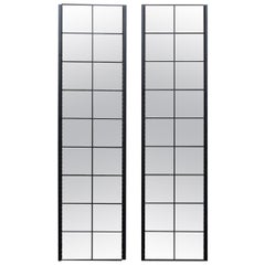Pair Minimal Wall Decorative Mirror Black Italy 1980s Rimadesio Lucio Del Pezzo