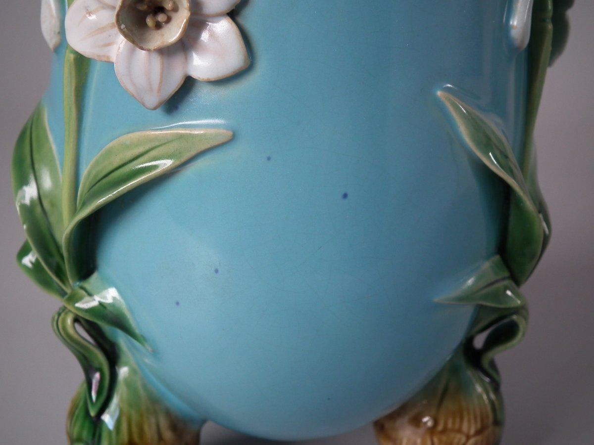 Pair of Minton Majolica Daffodil Vases 3