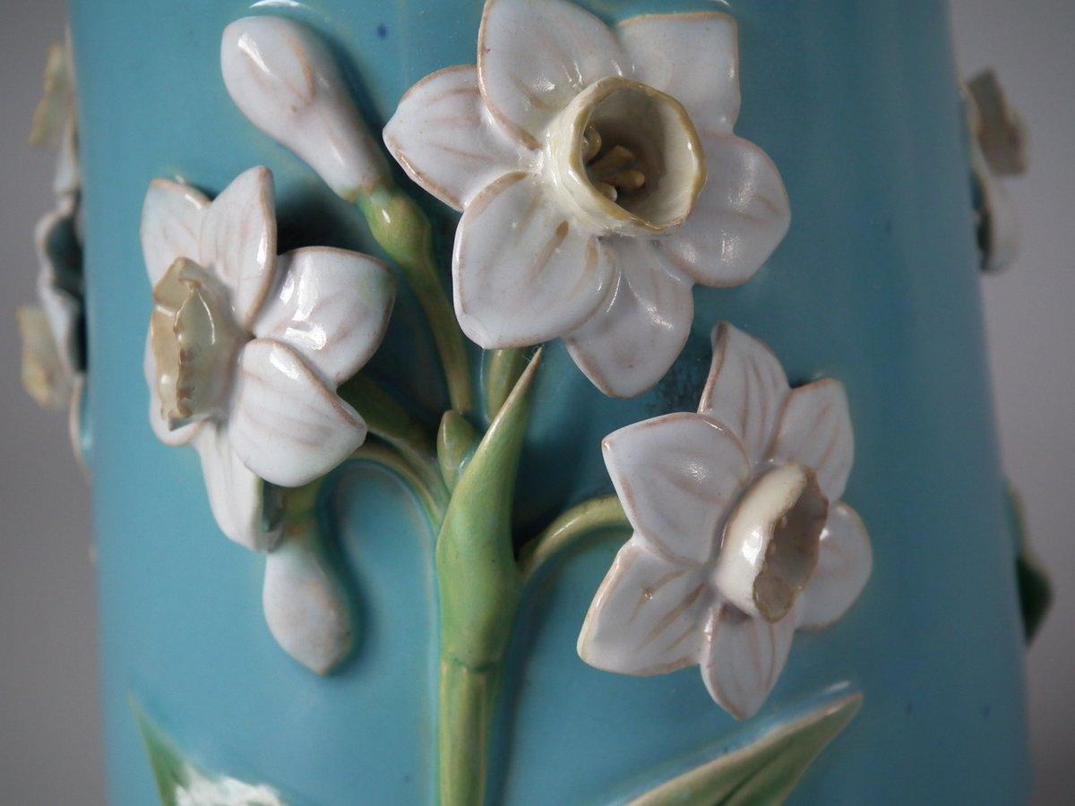 Pair of Minton Majolica Daffodil Vases 10