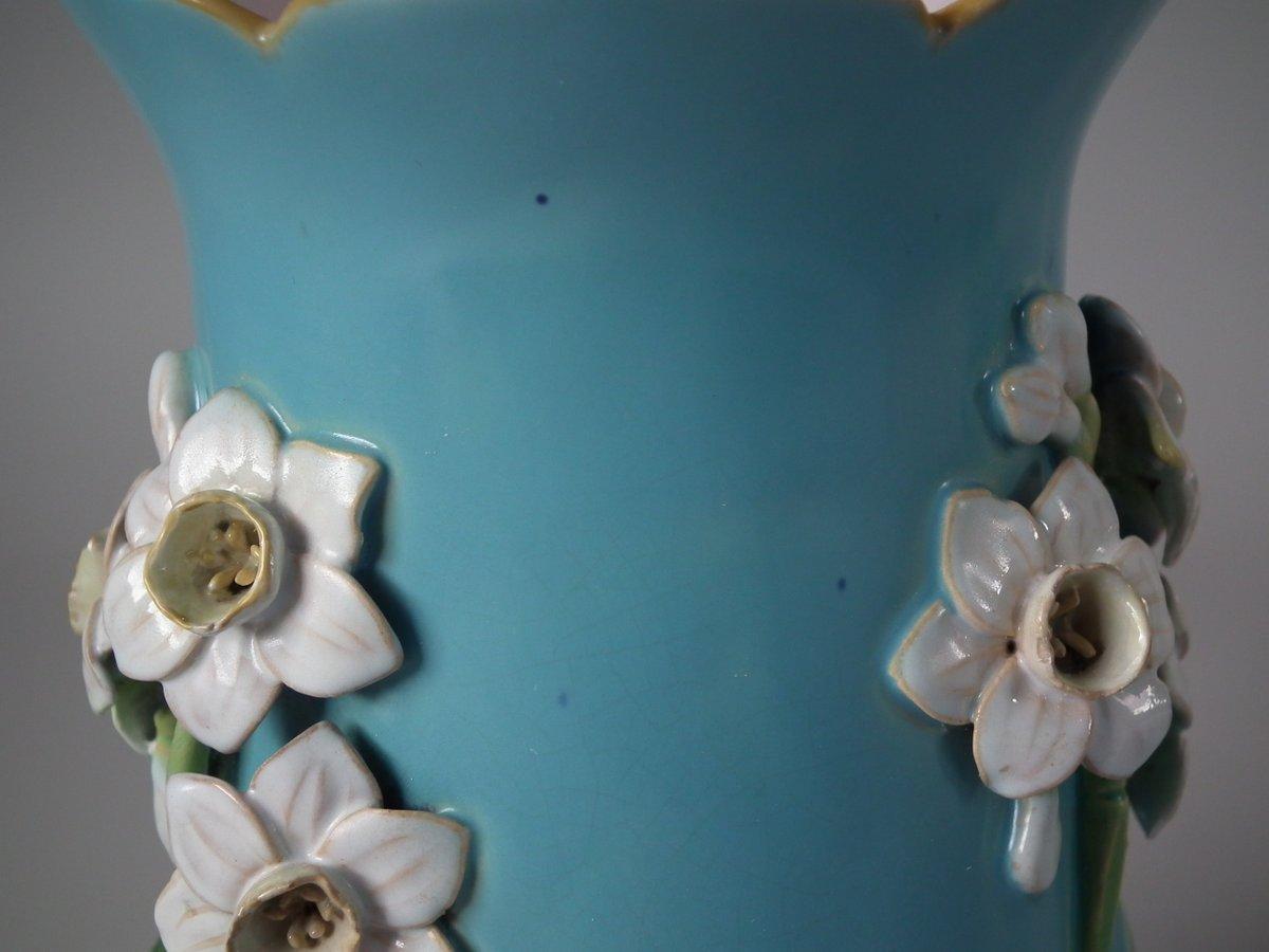 Pair of Minton Majolica Daffodil Vases 2
