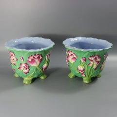 Paar Minton-Majolika-Lilien-Blumenkästen