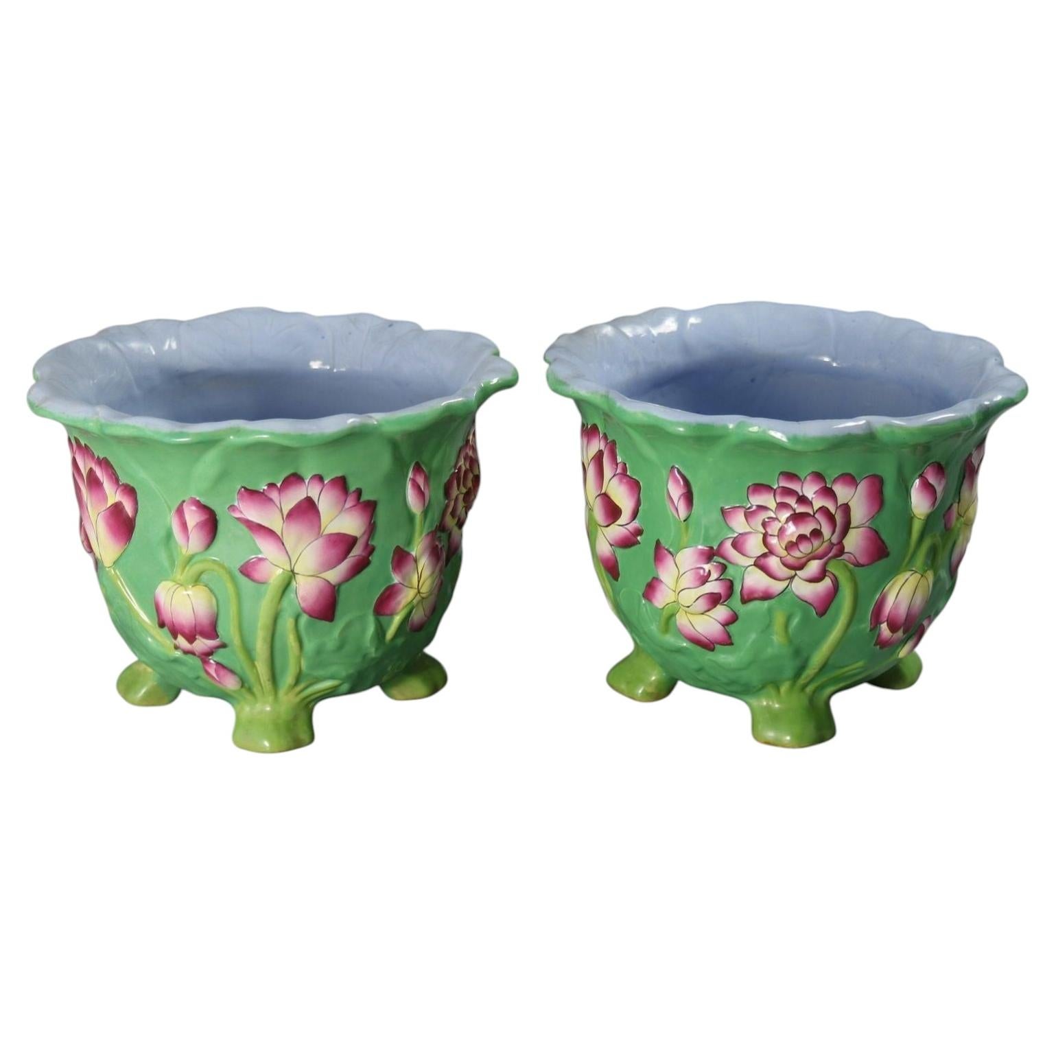 Coppia di vasi da giardino "Lily" in maiolica di Minton
