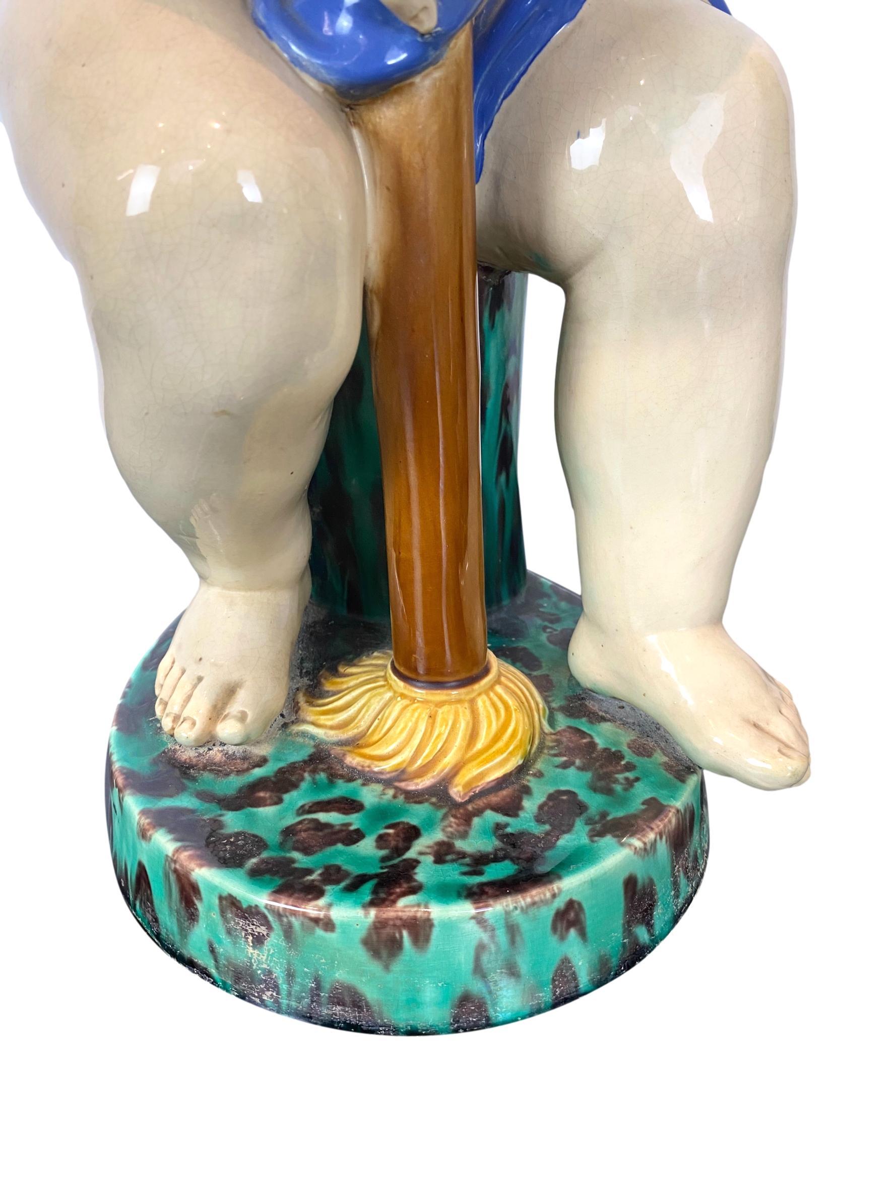 Pair Minton Majolica Putti Figures Allegorical of Time Passage, 1862, H-19ins 3