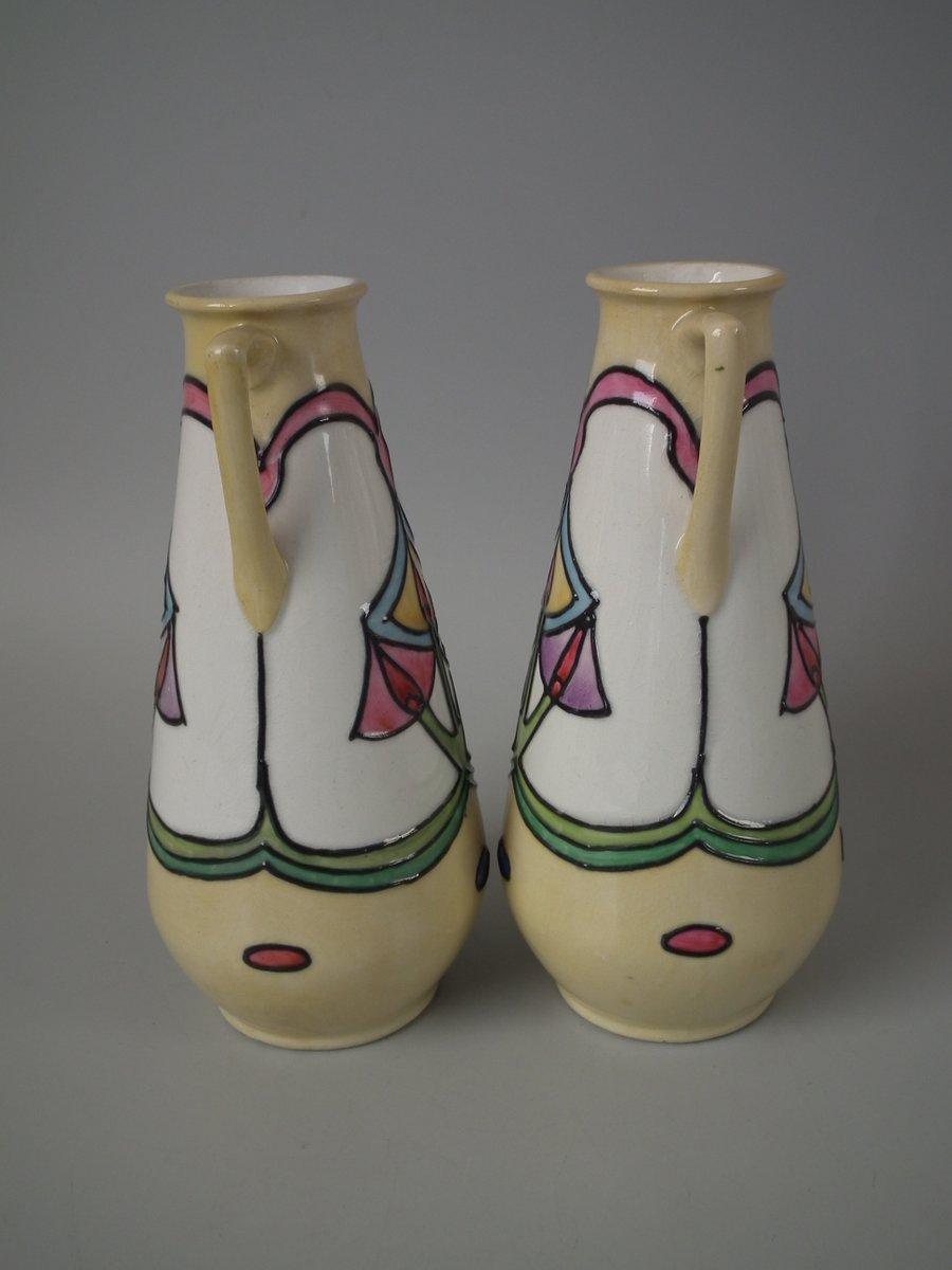 Glazed Pair of Minton Secessionist No.12 Two Handled Vases For Sale