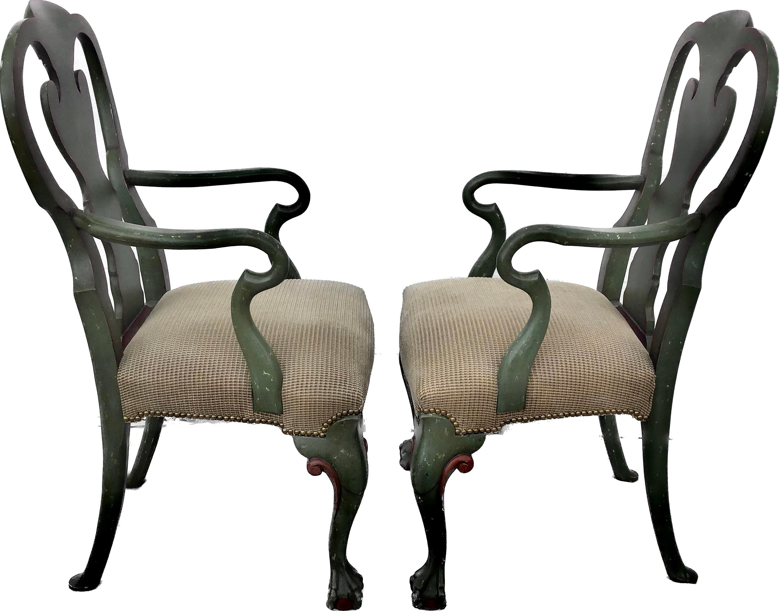 Pair Minton Spidell Swedish Style Painted Armchairs In Good Condition In Bradenton, FL