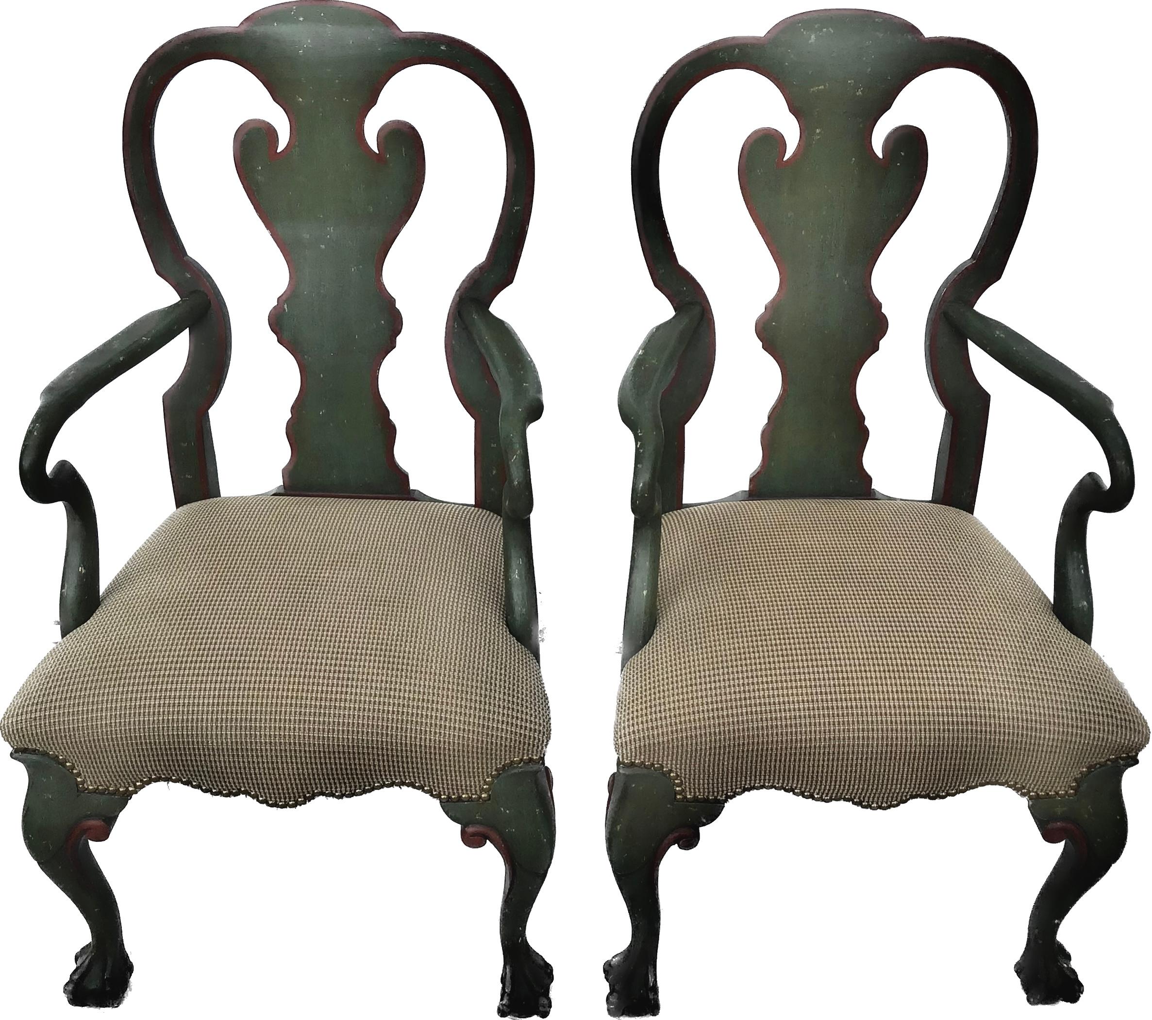 20th Century Pair Minton Spidell Swedish Style Painted Armchairs