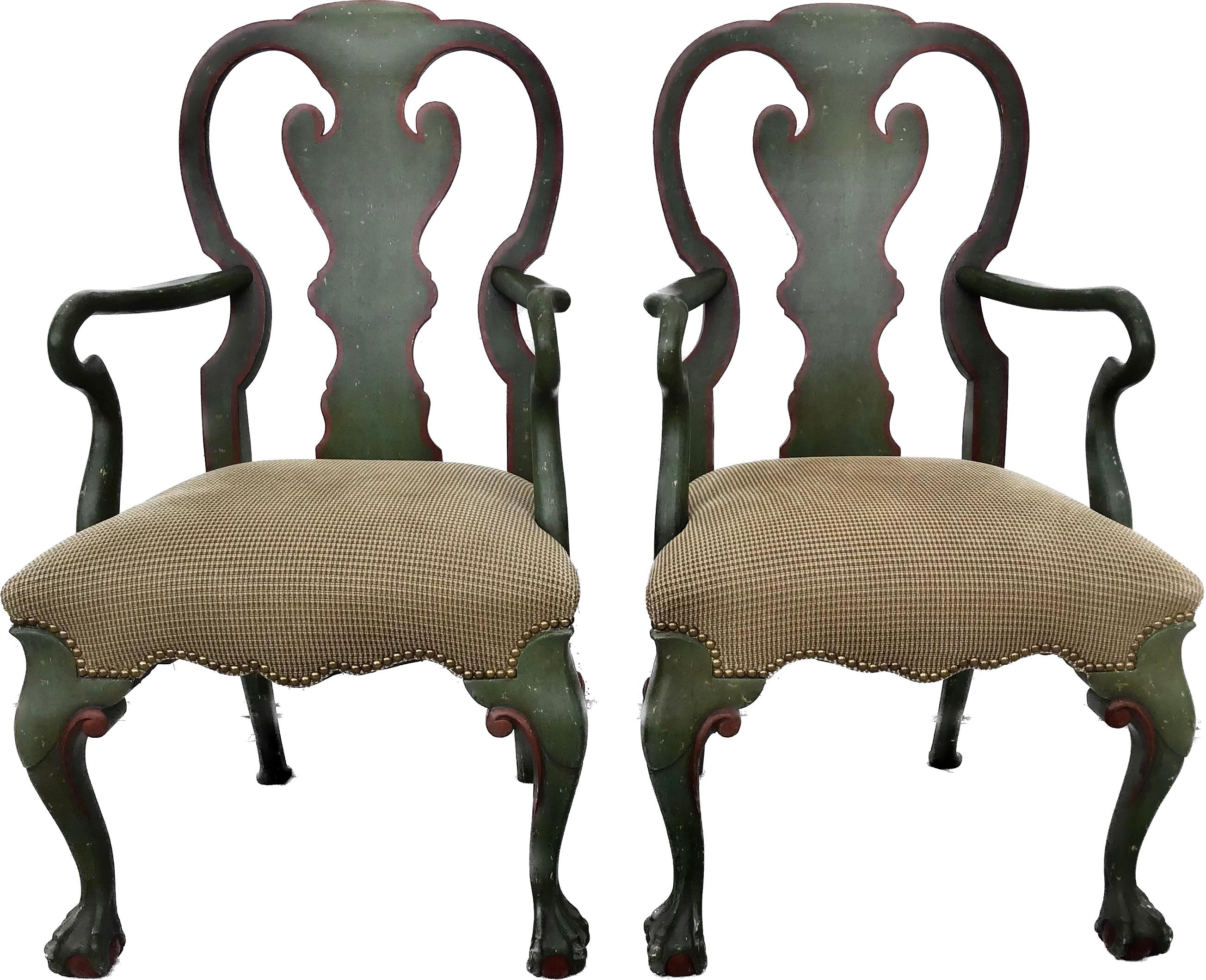Wood Pair Minton Spidell Swedish Style Painted Armchairs
