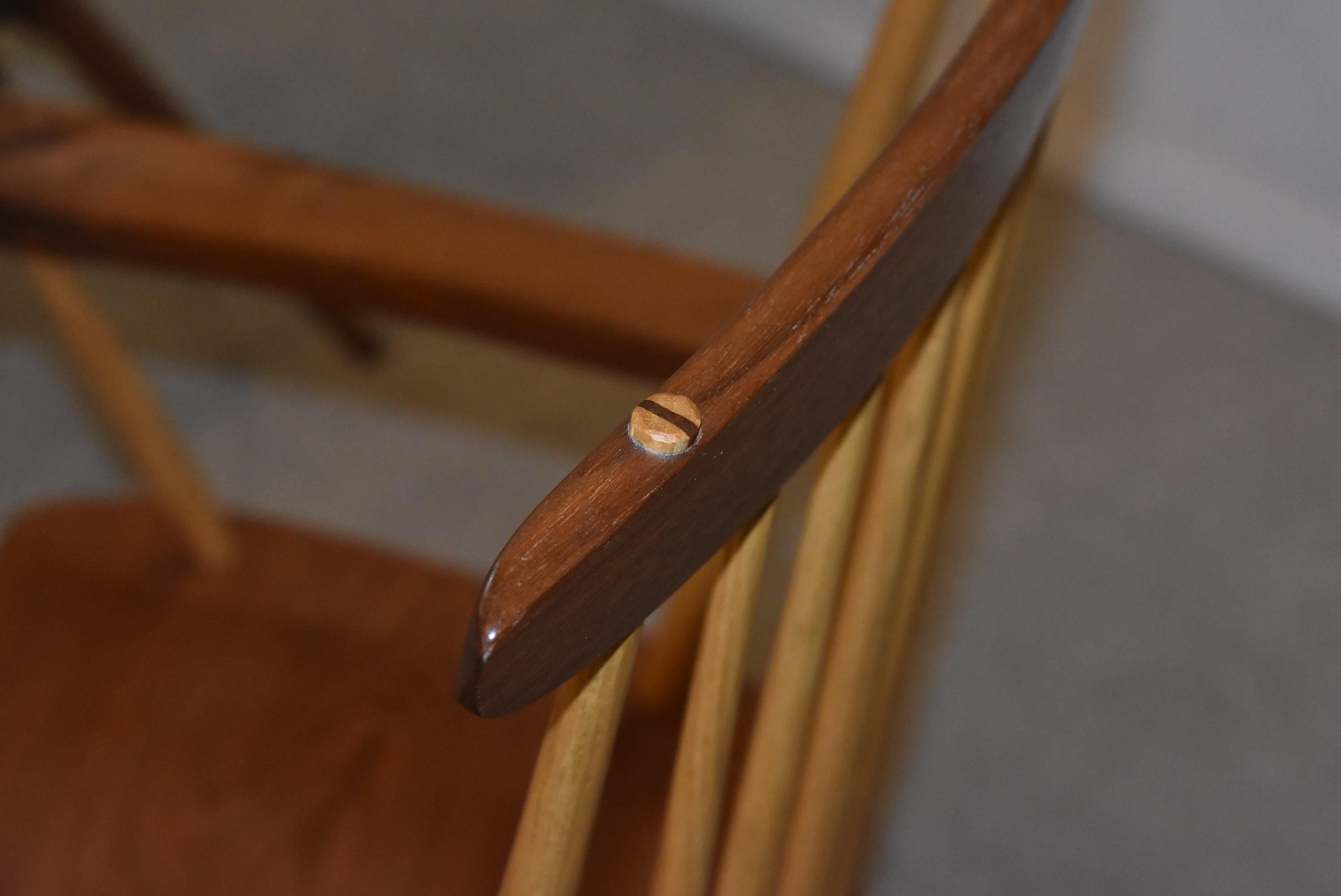 Pair of Mira Nakashima Walnut & Hickory Spindle Back Armchairs In Good Condition In Toledo, OH