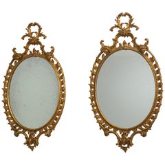 Pair MIRROR FAIR Colonial Williamsburg Oval Looking Glass Mirrors