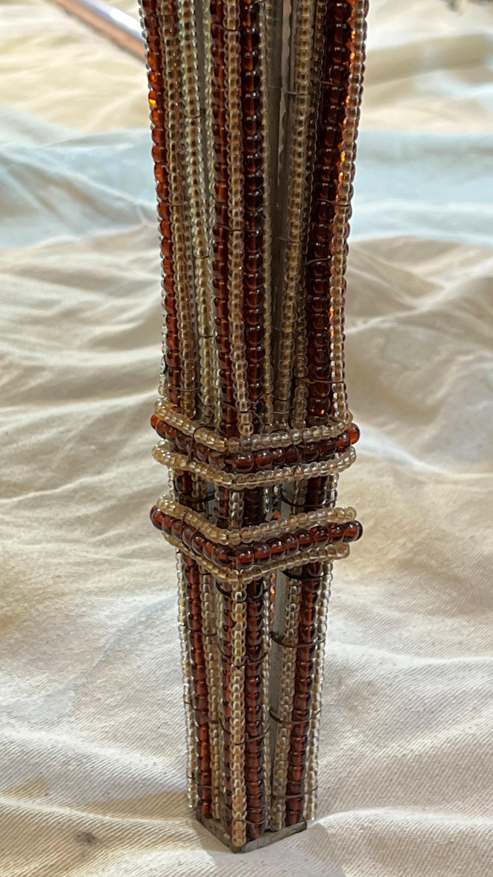 Pair Mirrored and Beaded Glass Side Tables 9