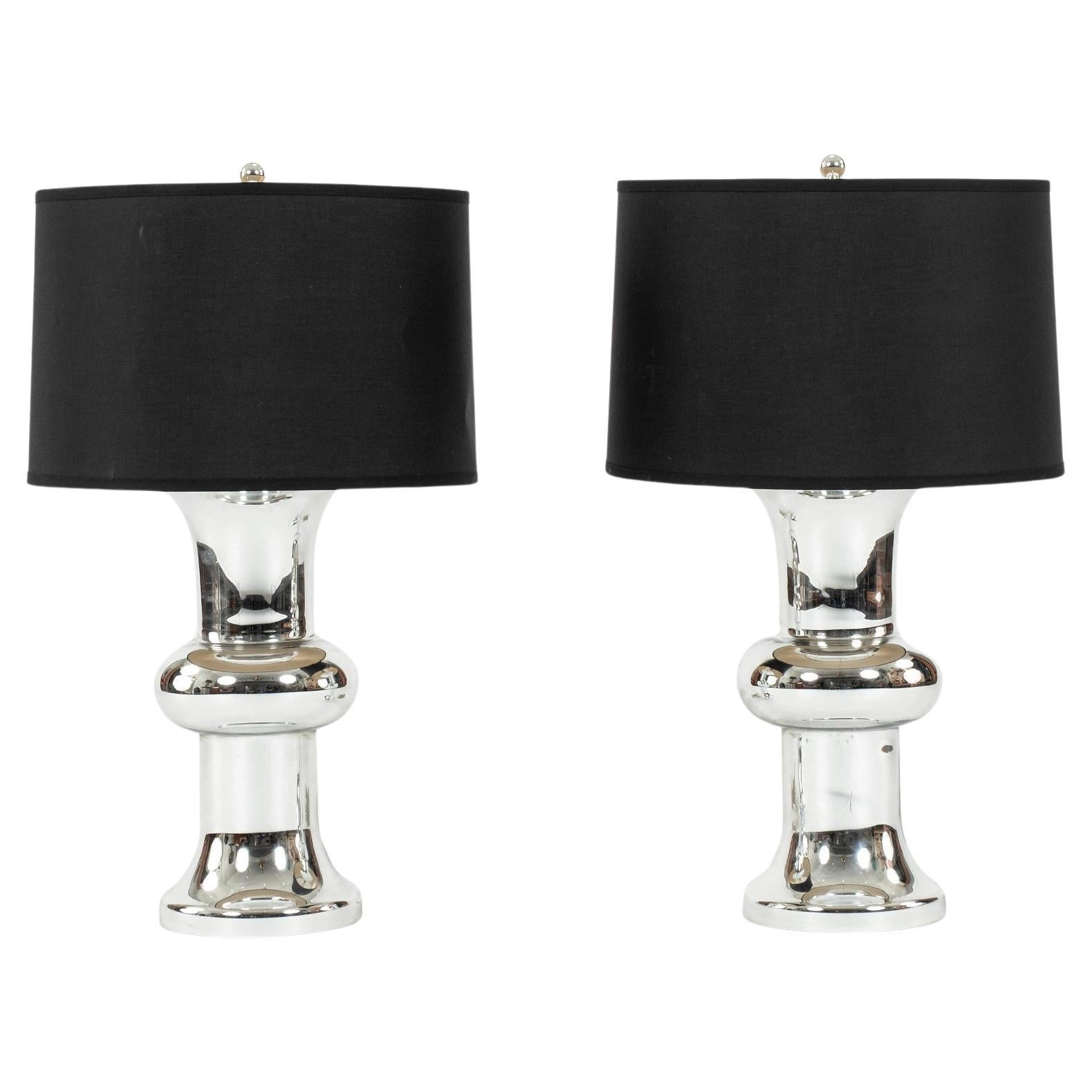 Paar verspiegelte Lampen im Angebot