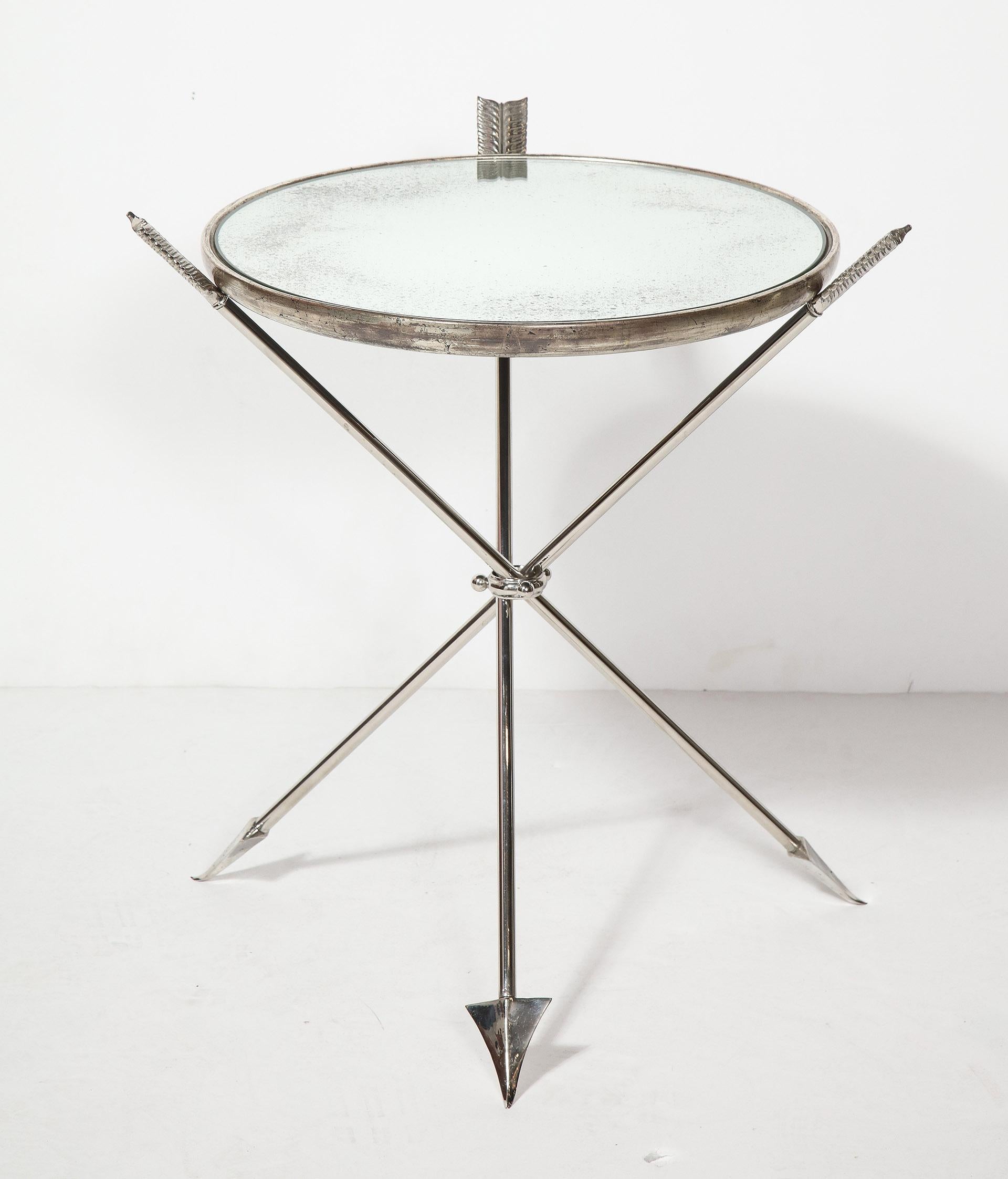 Silver Leaf Pair of Mirrored Tables