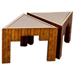 Pair Mirrored Top Side Tables