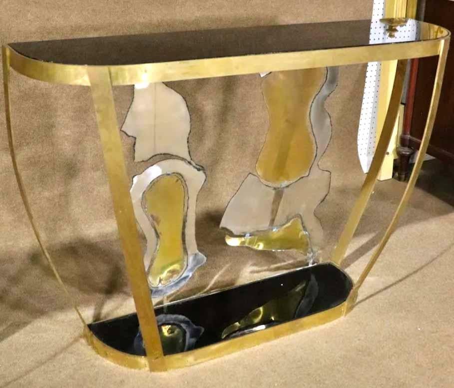 20th Century Pair Mixed Metal Console Tables For Sale