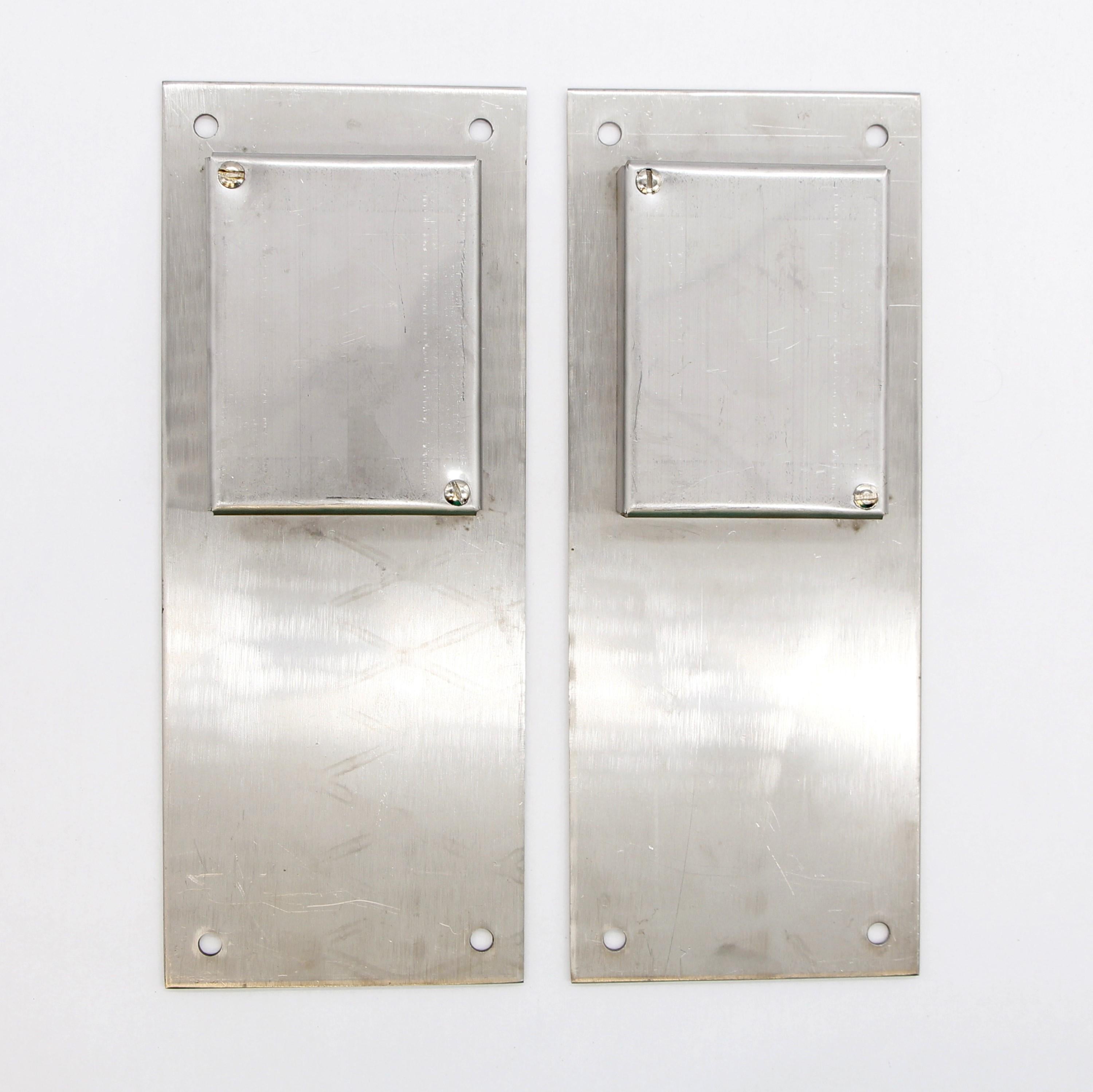 20th Century Pair Modern 10 in. Nickel Plated Recessed Door Pulls Qty Available For Sale