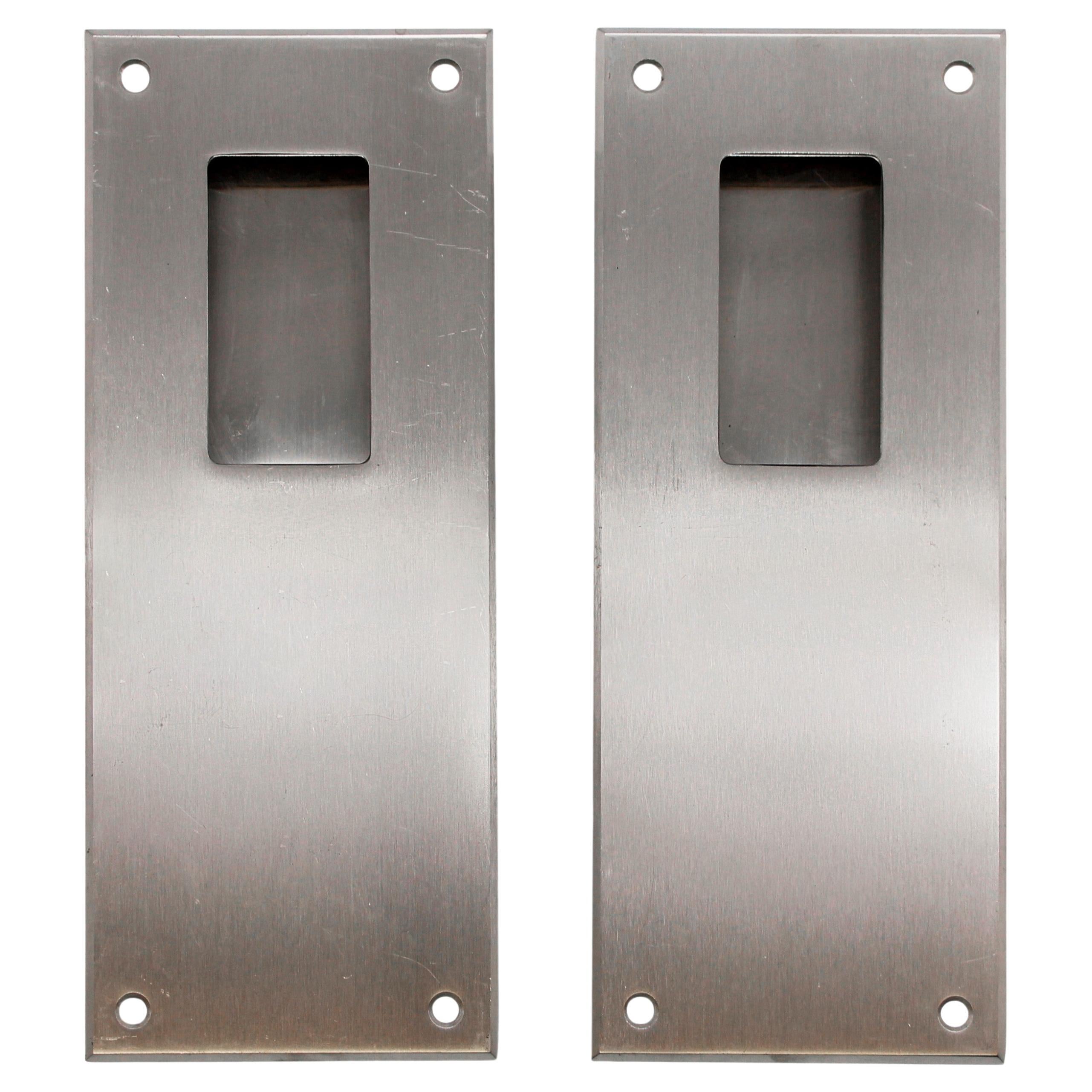 Pair Modern 10 in. Nickel Plated Recessed Door Pulls Qty Available For Sale