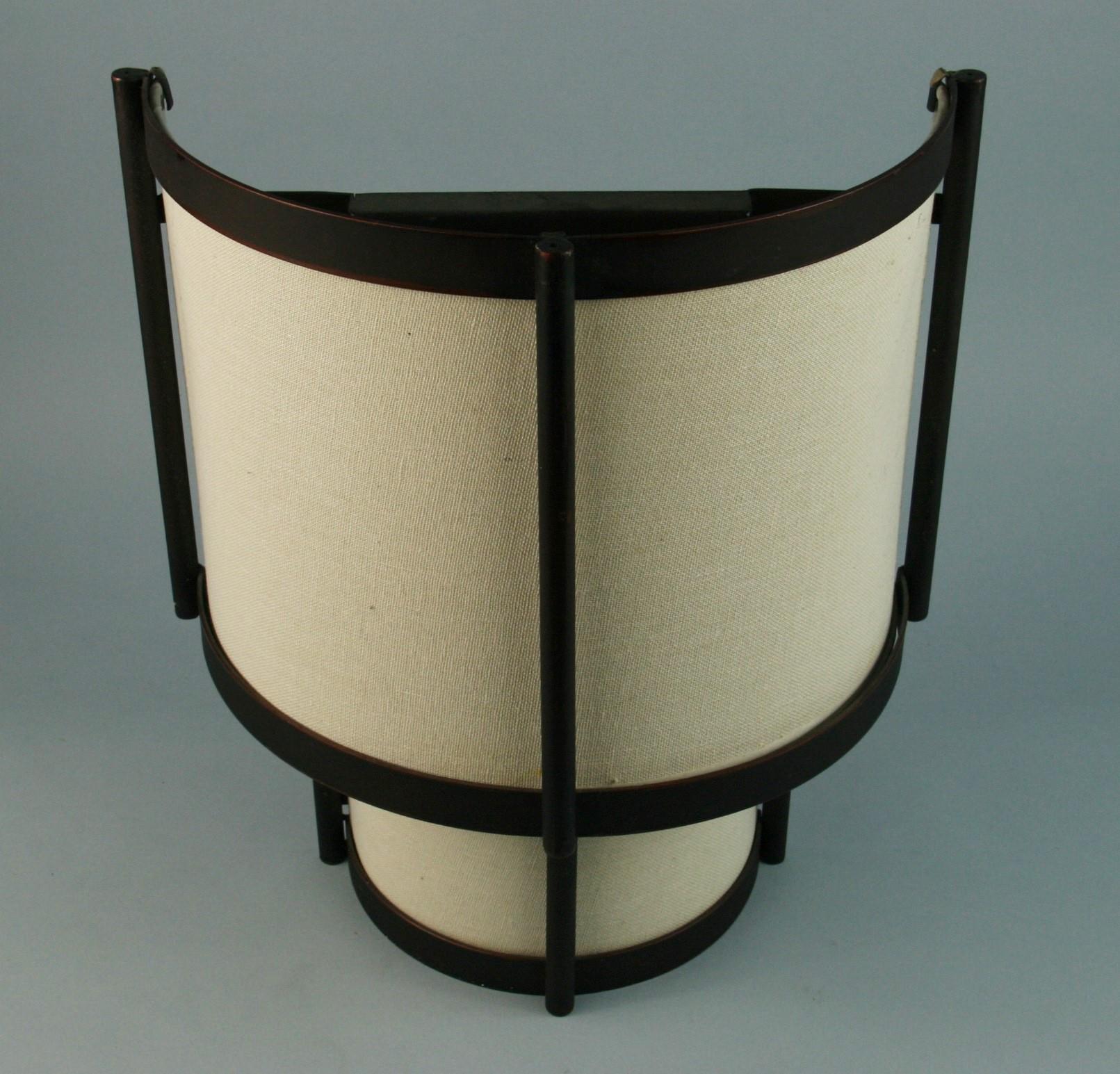 Pair Modern 3 light Metal and Fabric Shade Sconces In Good Condition For Sale In Douglas Manor, NY