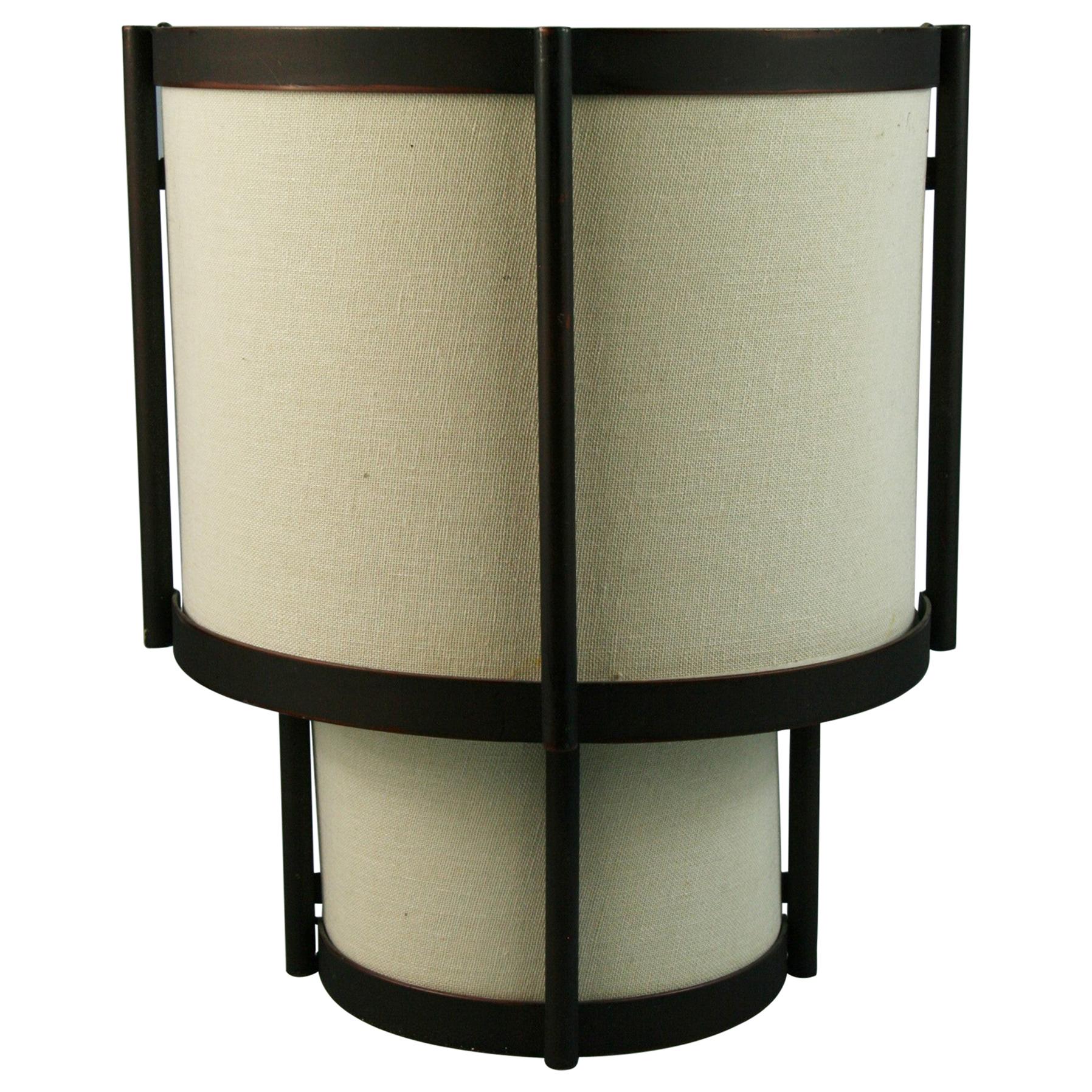 Pair Modern 3 light Metal and Fabric Shade Sconces