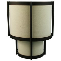 Pair Modern 3 light Metal and Fabric Shade Sconces