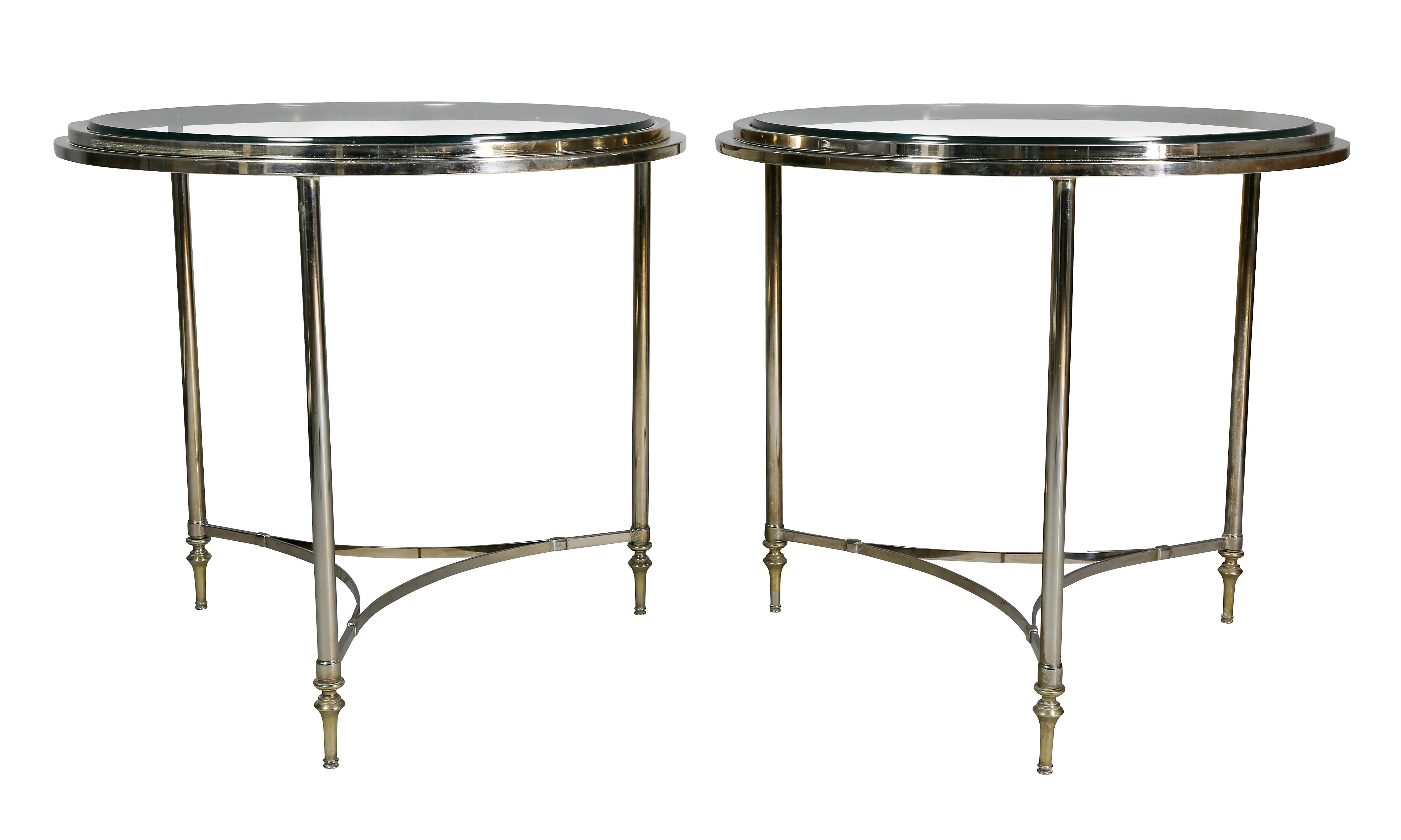 Pair of Modern Chrome End Tables In Good Condition In Essex, MA