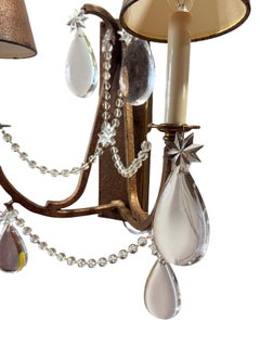 Pair, Modern Hart Associates Glass Beaded & Brass Two-Light Wall Sconces