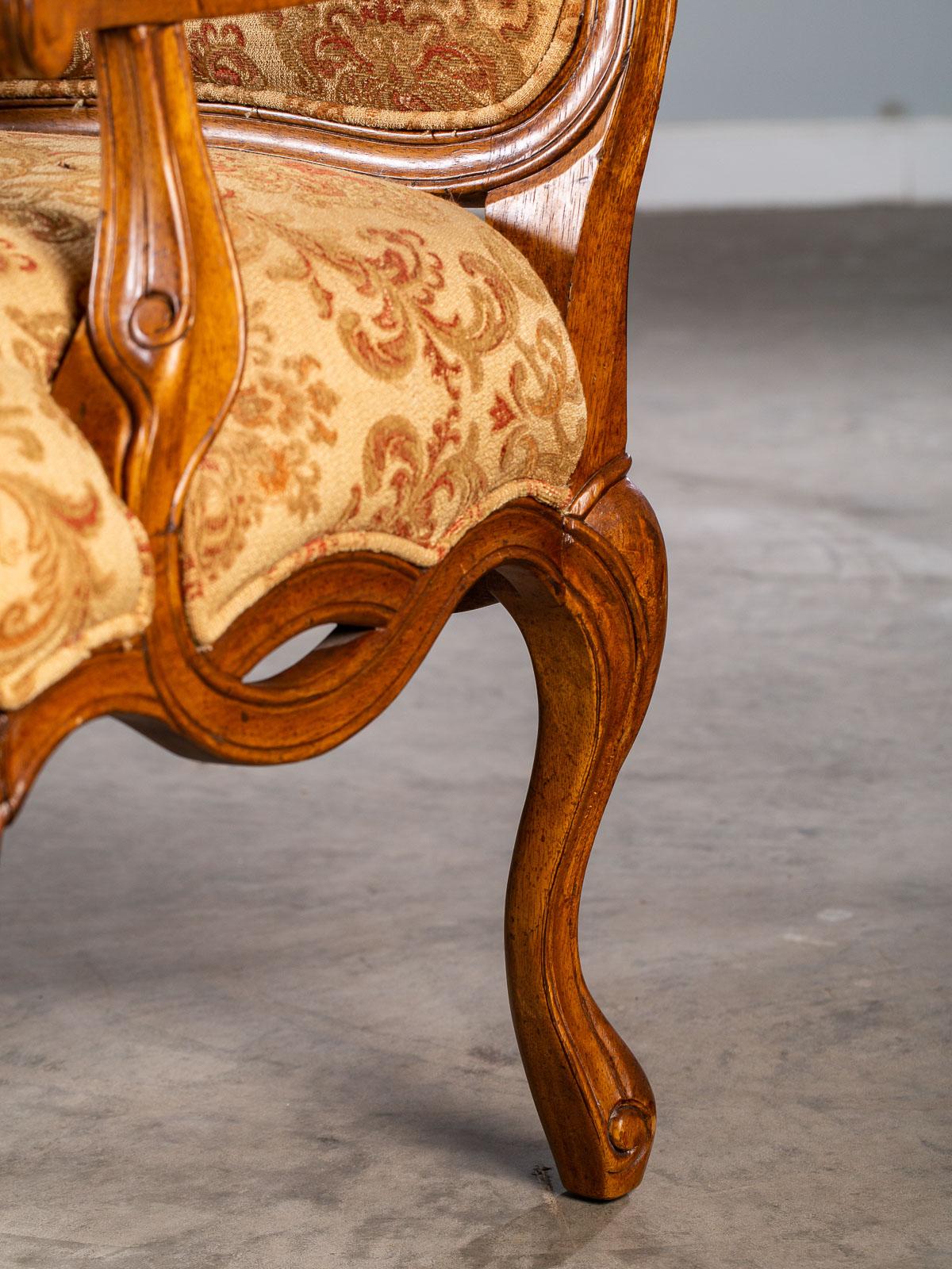 Beech Pair of Modern Italian Upholstered Chairs Ribbon Motif Walnut Finish, circa 2000 For Sale