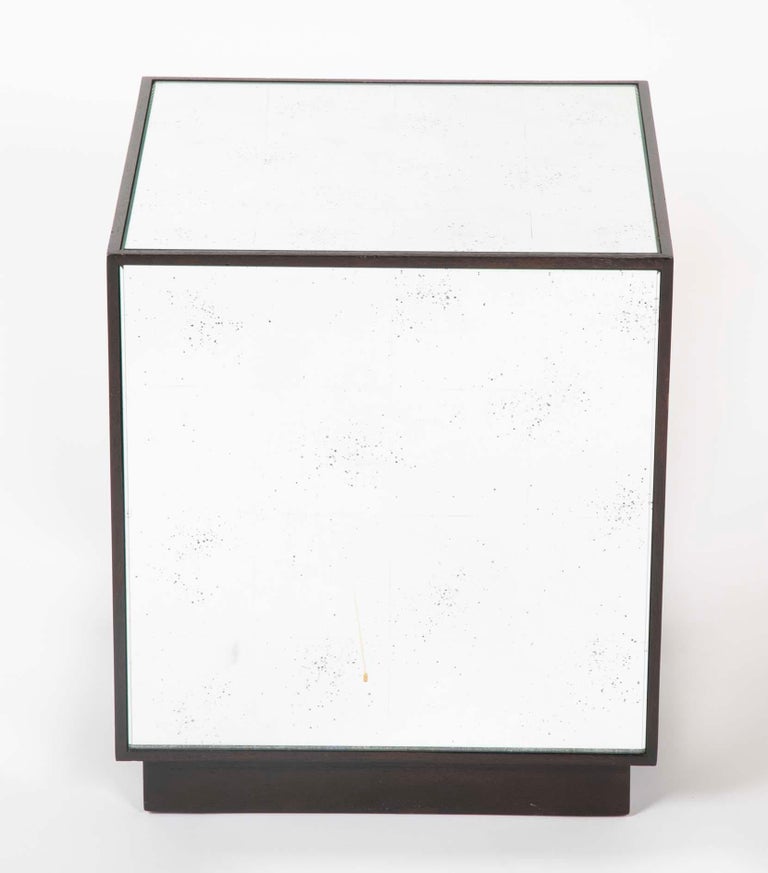 Pair of Modern Mirror Cube Side Tables at 1stDibs