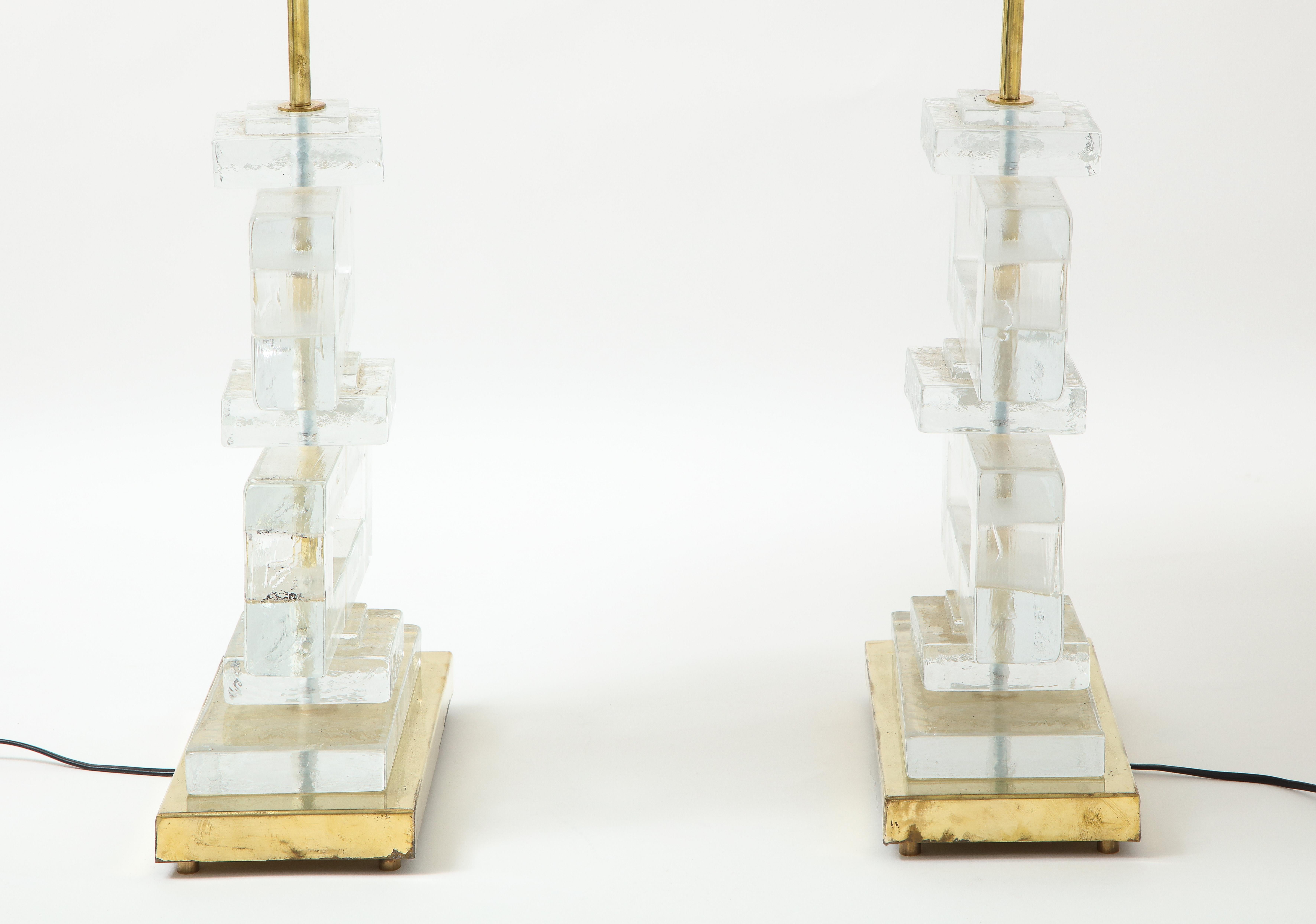 Moderne Lampen aus klarem Muranoglas, Paar im Angebot 5
