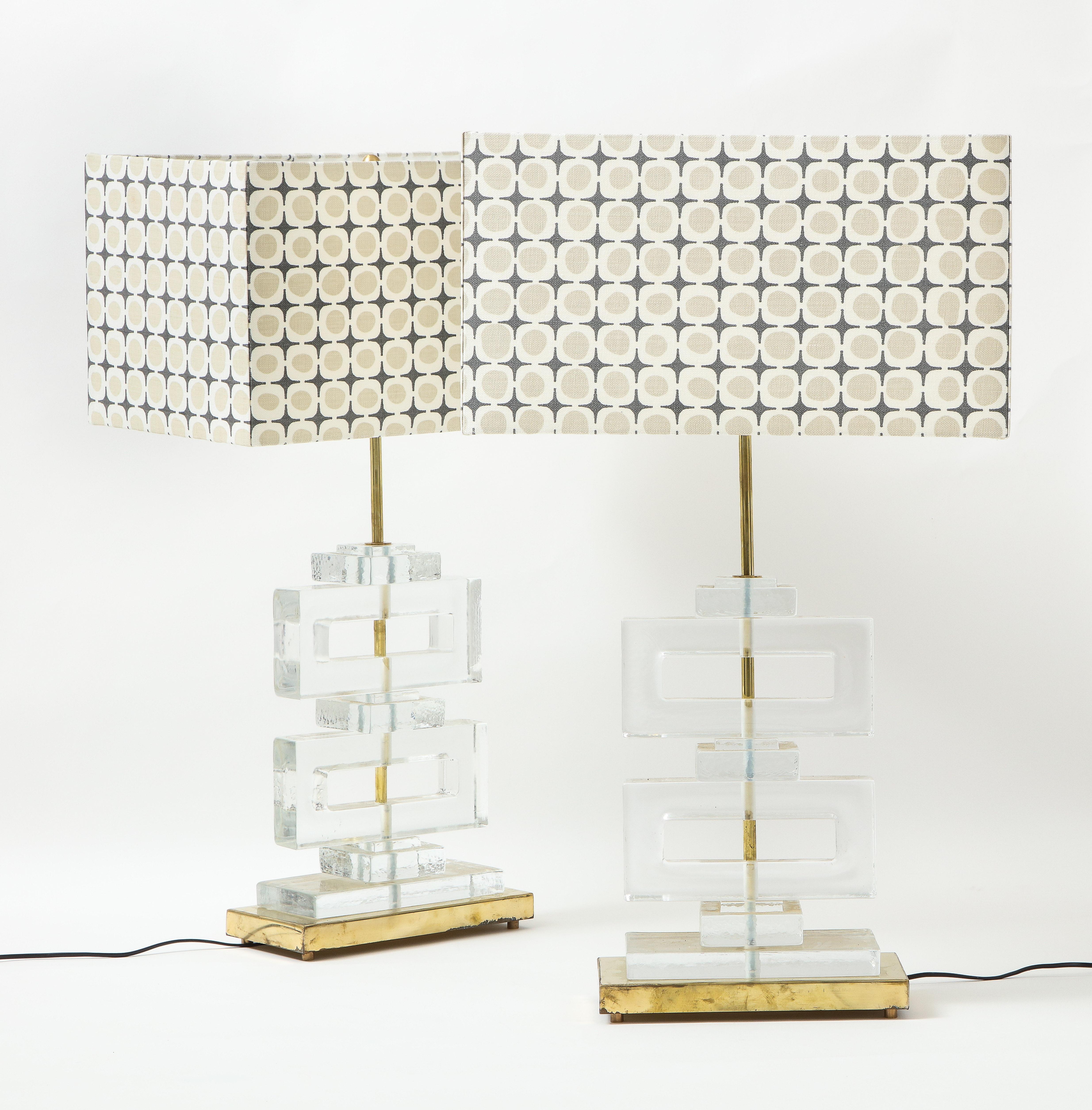 Moderne Lampen aus klarem Muranoglas, Paar im Angebot 3